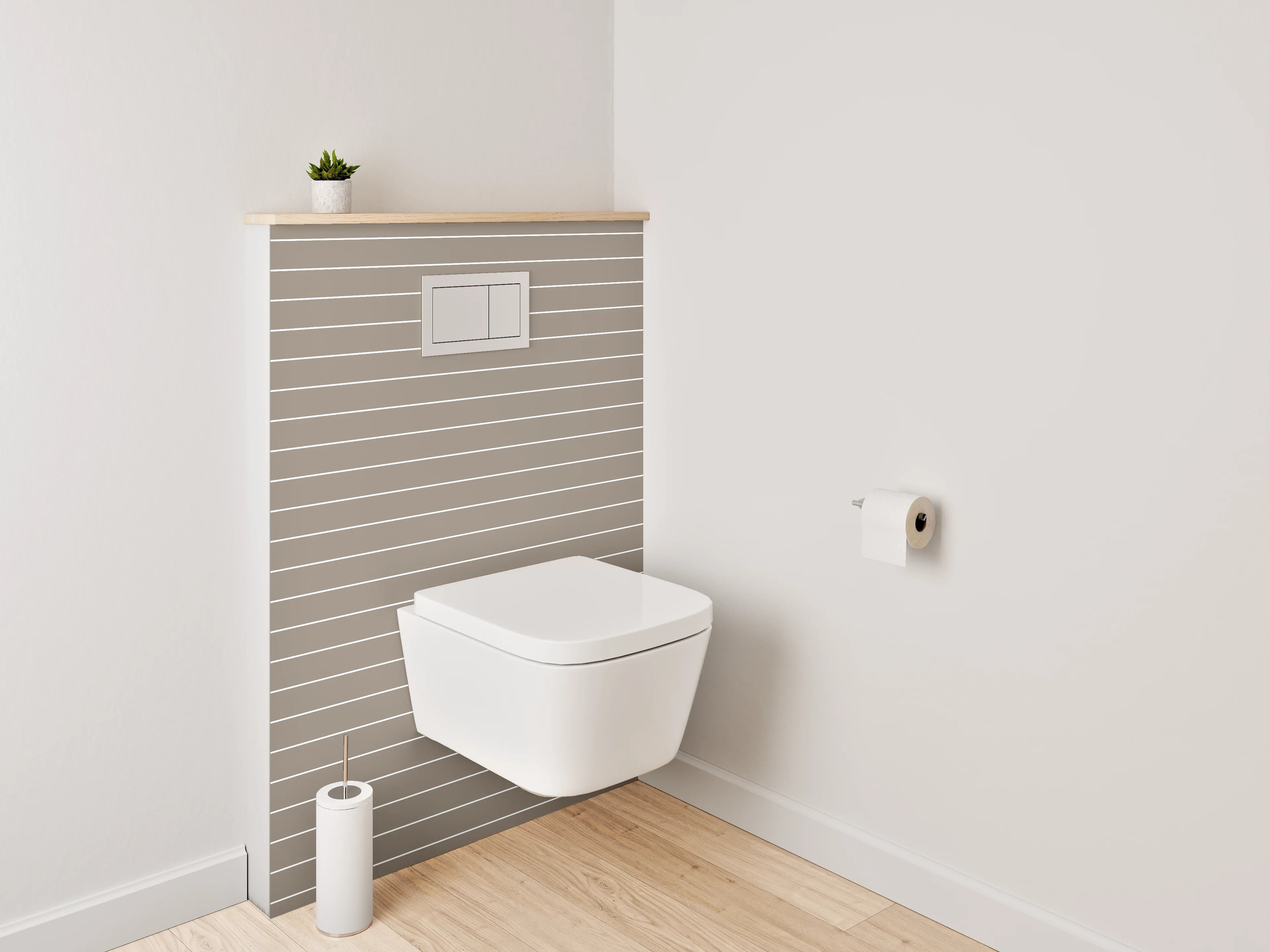 WC-Rückwand - Streifen Muster Beige Grau Modern