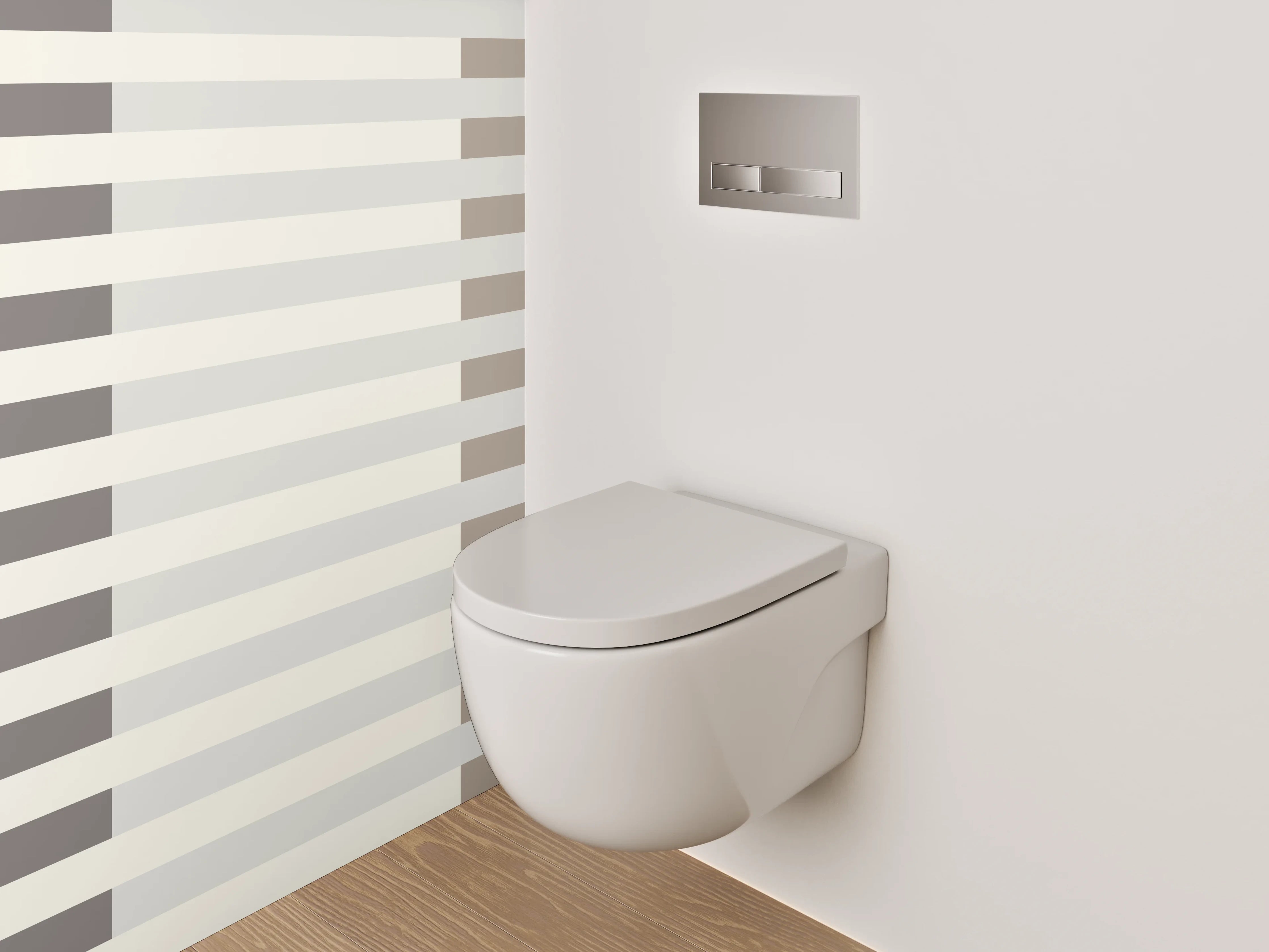 WC-Rückwand - Streifenmuster Beige Grau Weiß