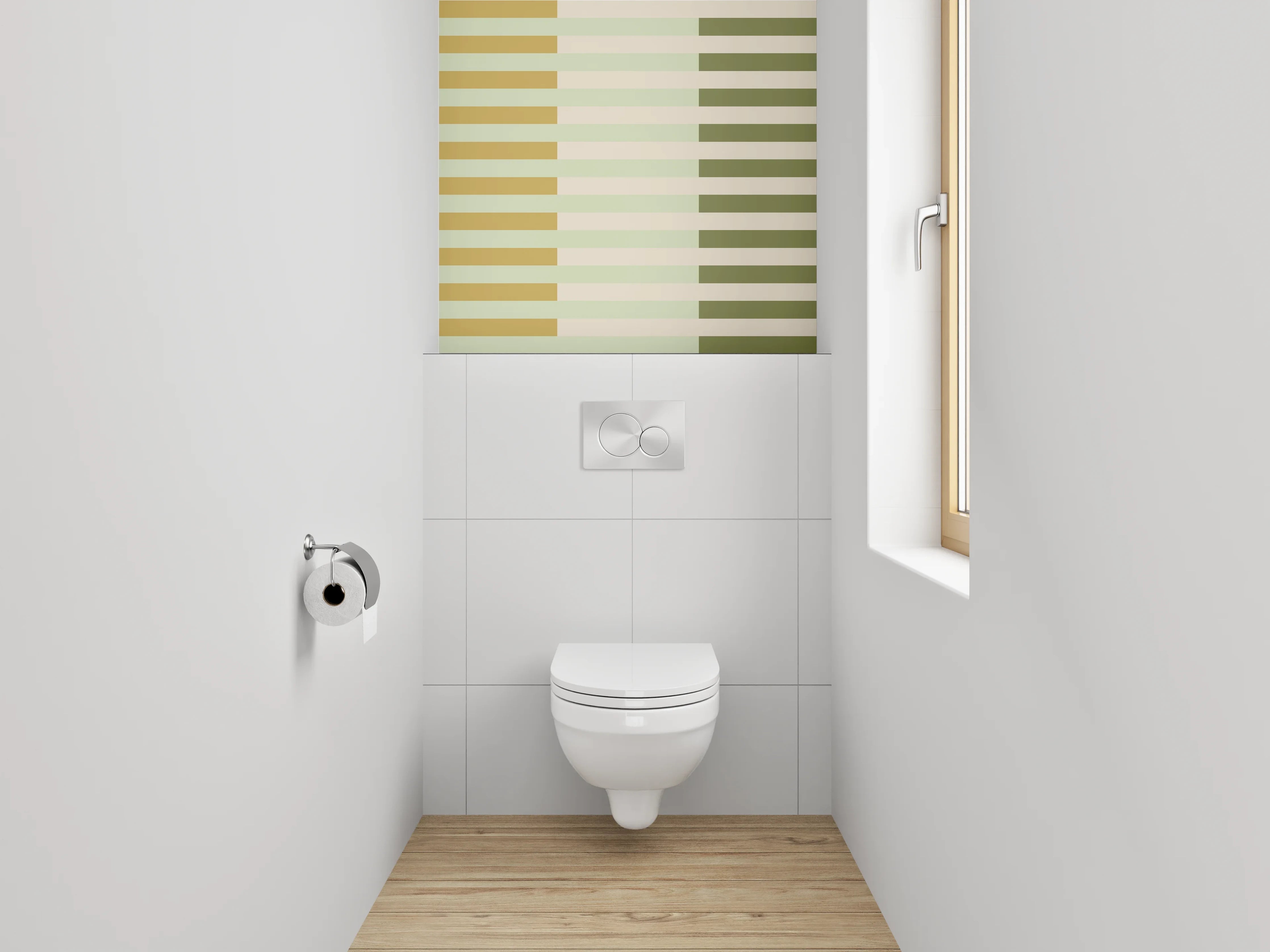 WC-Rückwand - Streifenmuster Beige Grün Modern