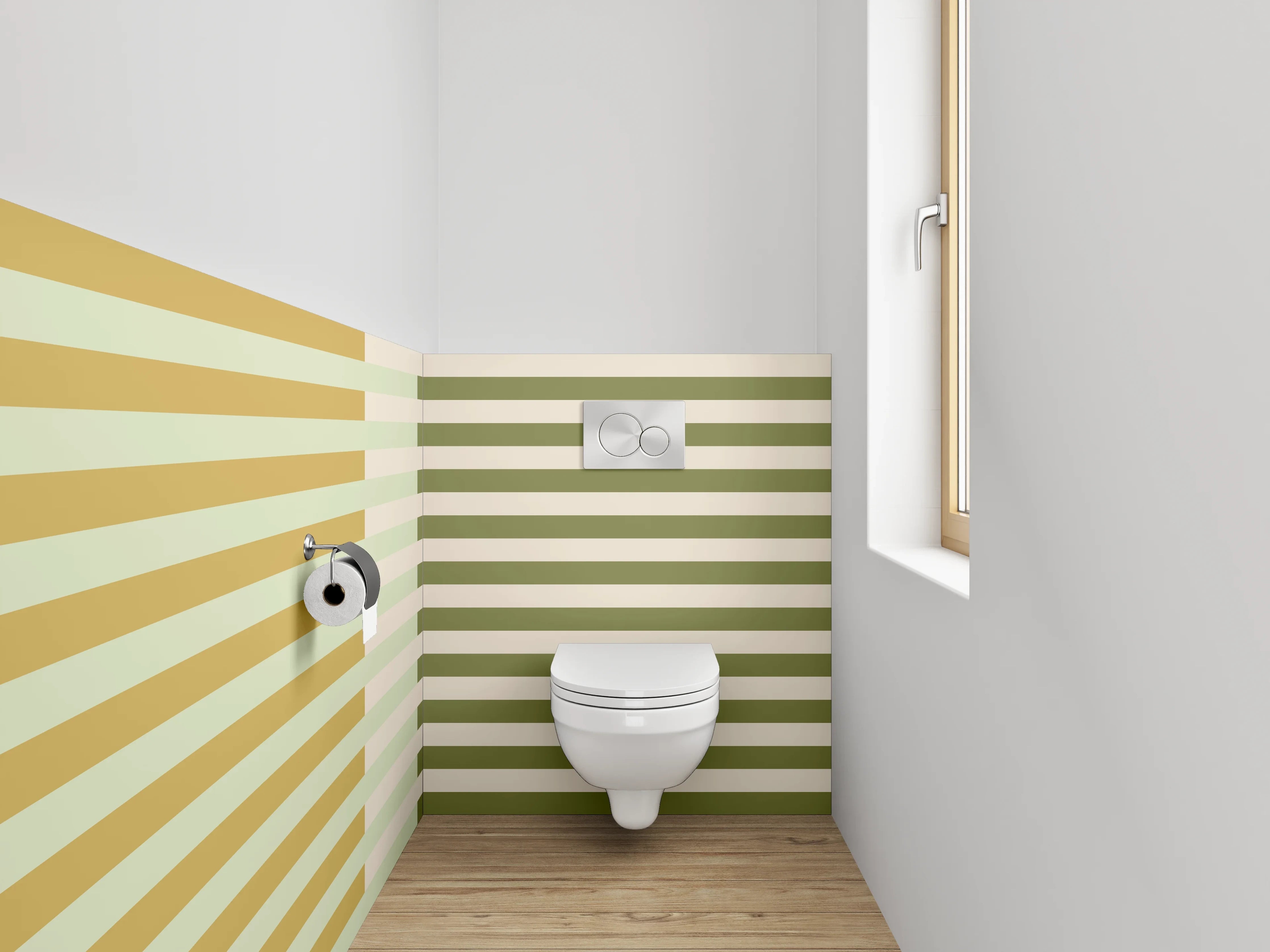 WC-Rückwand - Streifenmuster Beige Grün Modern