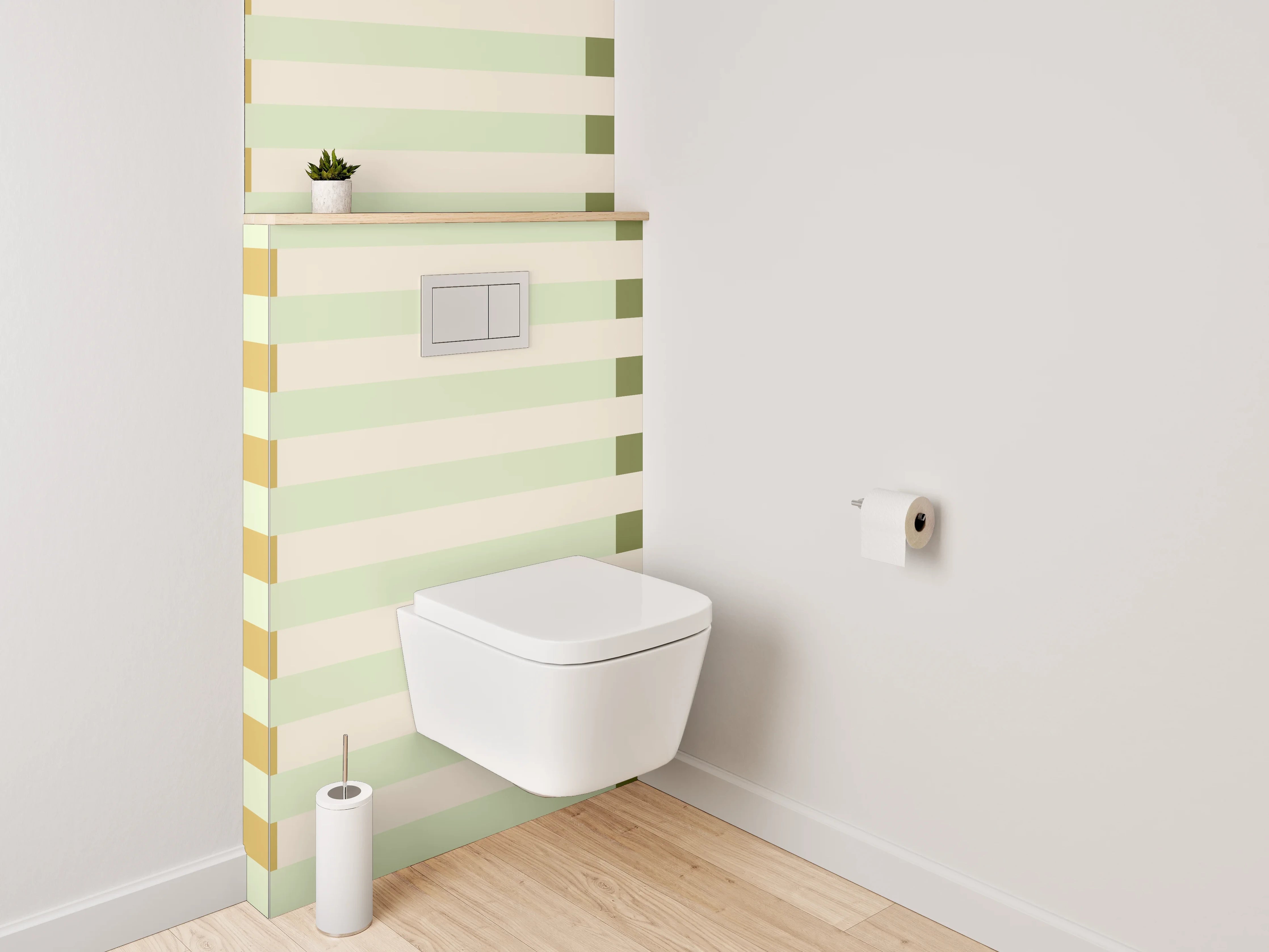 WC-Rückwand - Streifenmuster Beige Grün Modern