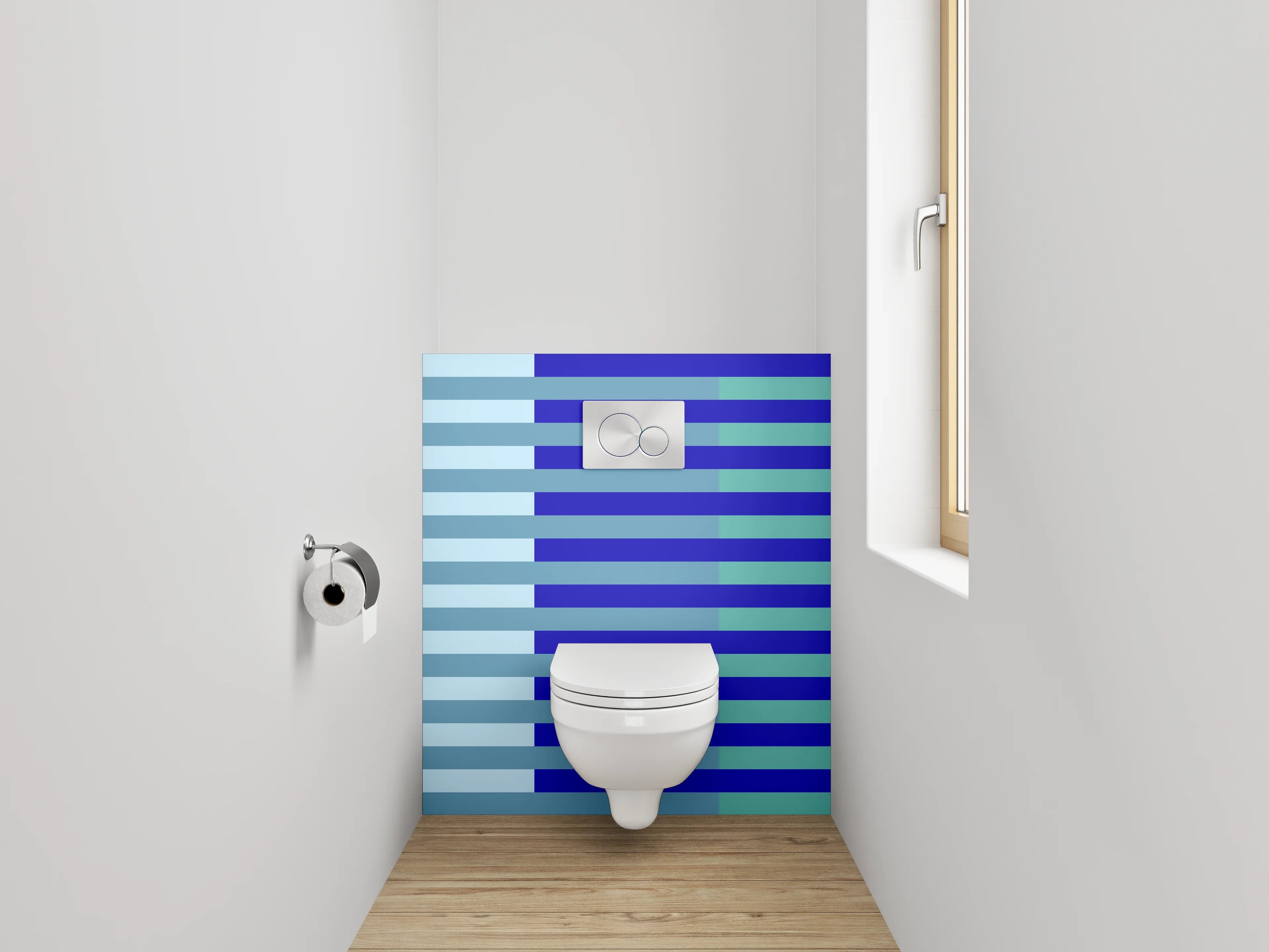 WC-Rückwand - Streifenmuster Blau Türkis Modern