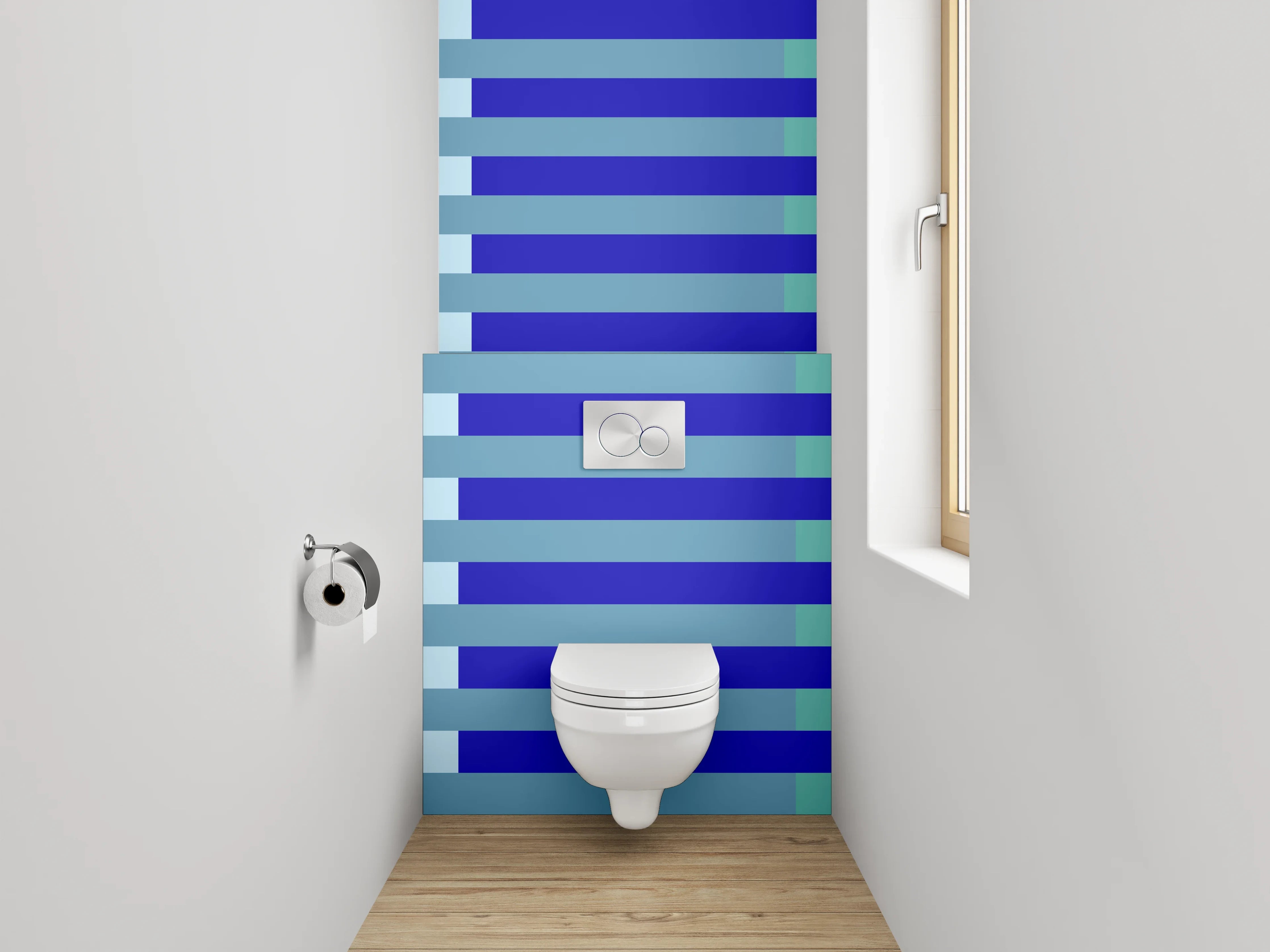 WC-Rückwand - Streifenmuster Blau Türkis Modern