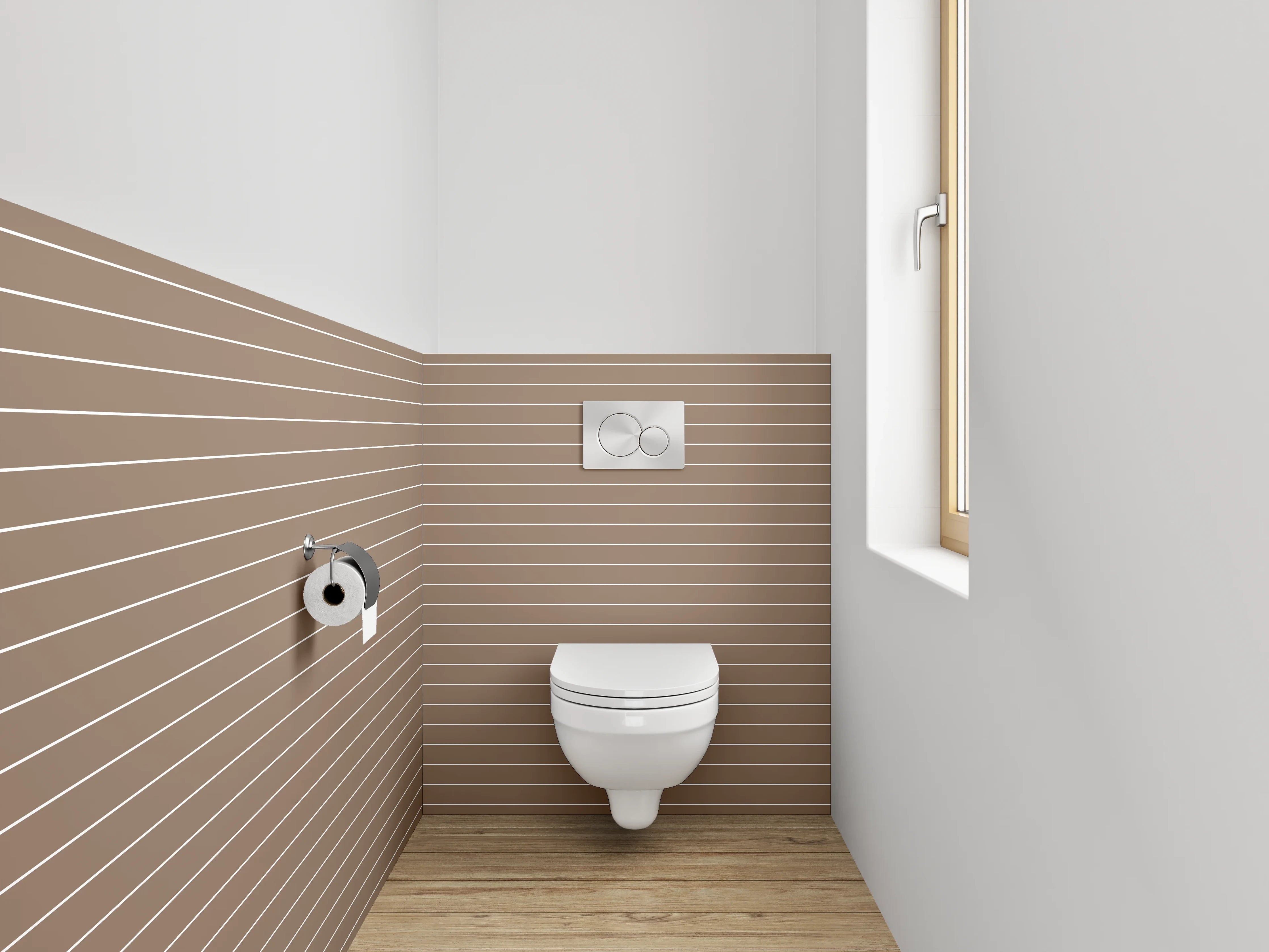 WC-Rückwand - Streifenmuster Braun Beige Modern