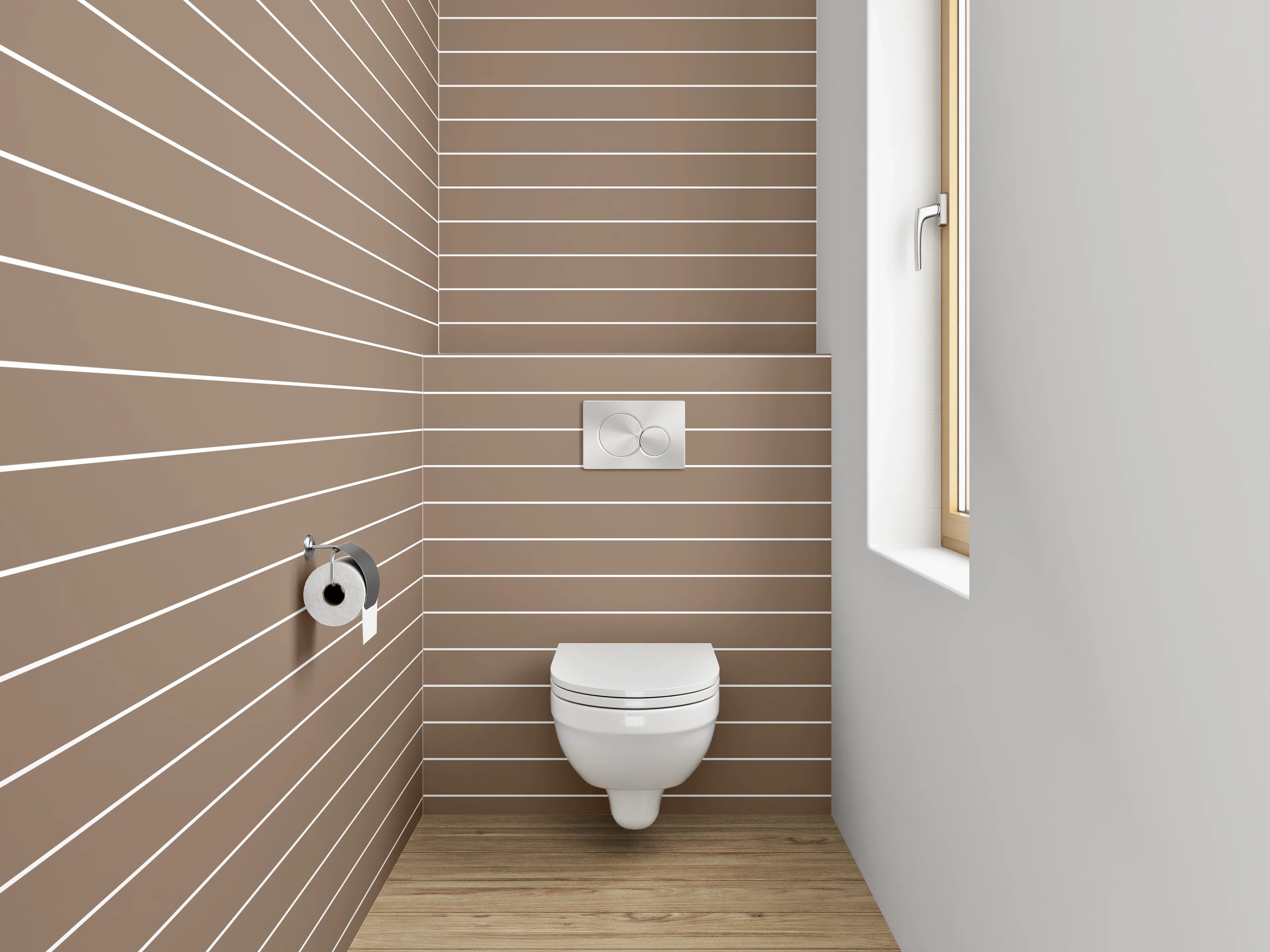 WC-Rückwand - Streifenmuster Braun Beige Modern