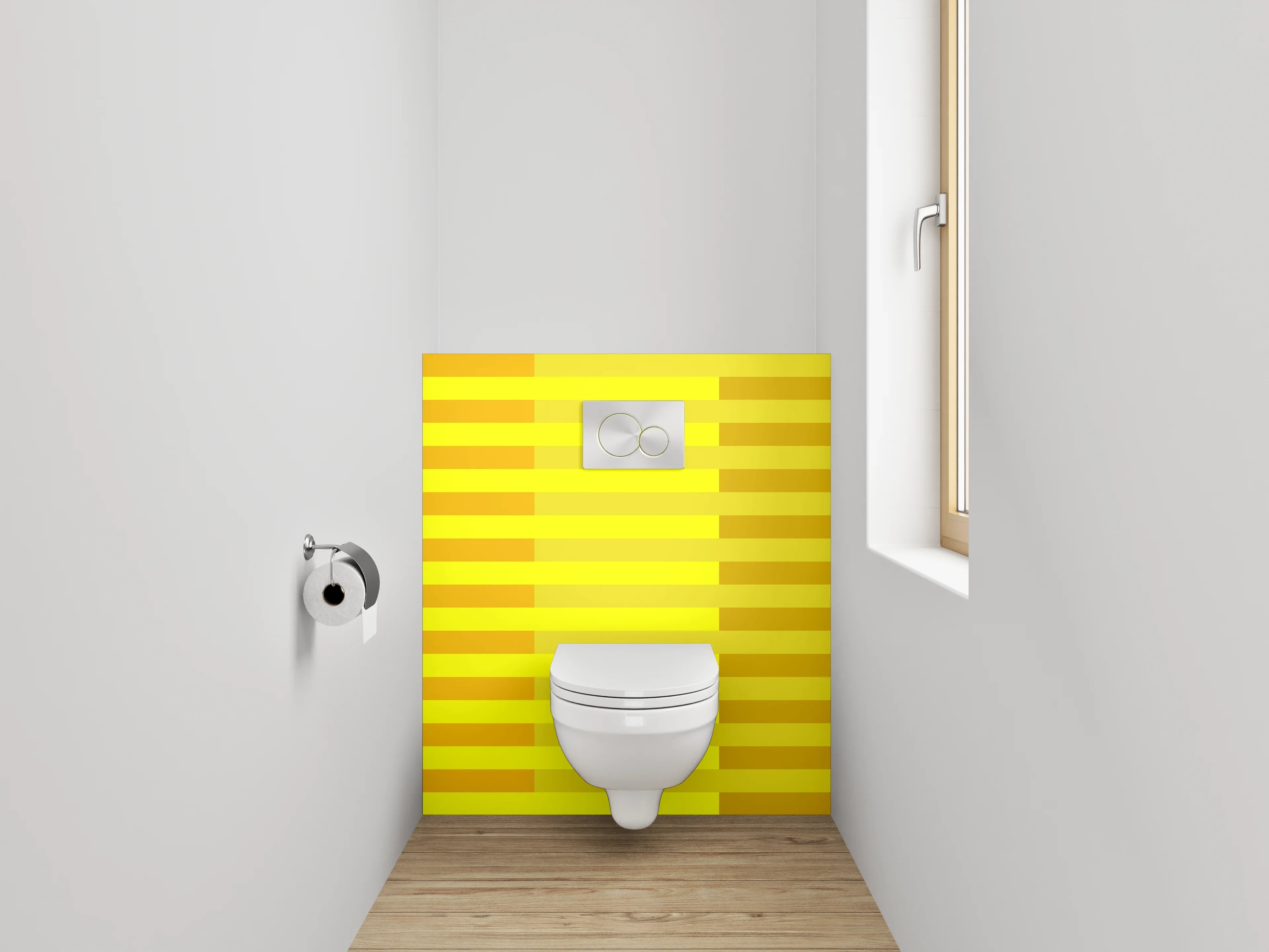 WC-Rückwand - Streifenmuster Gelb-Orange Modern