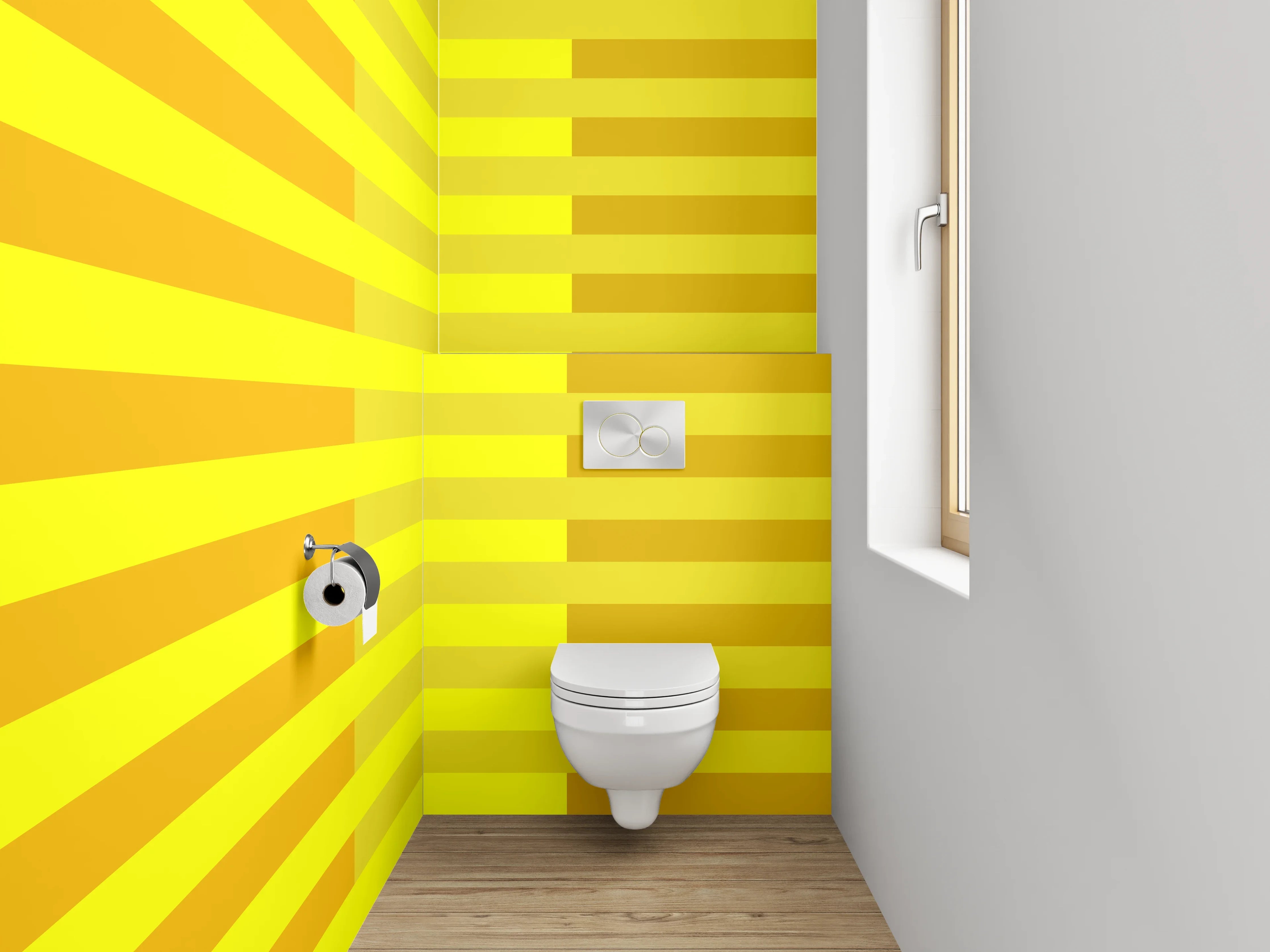 WC-Rückwand - Streifenmuster Gelb-Orange Modern