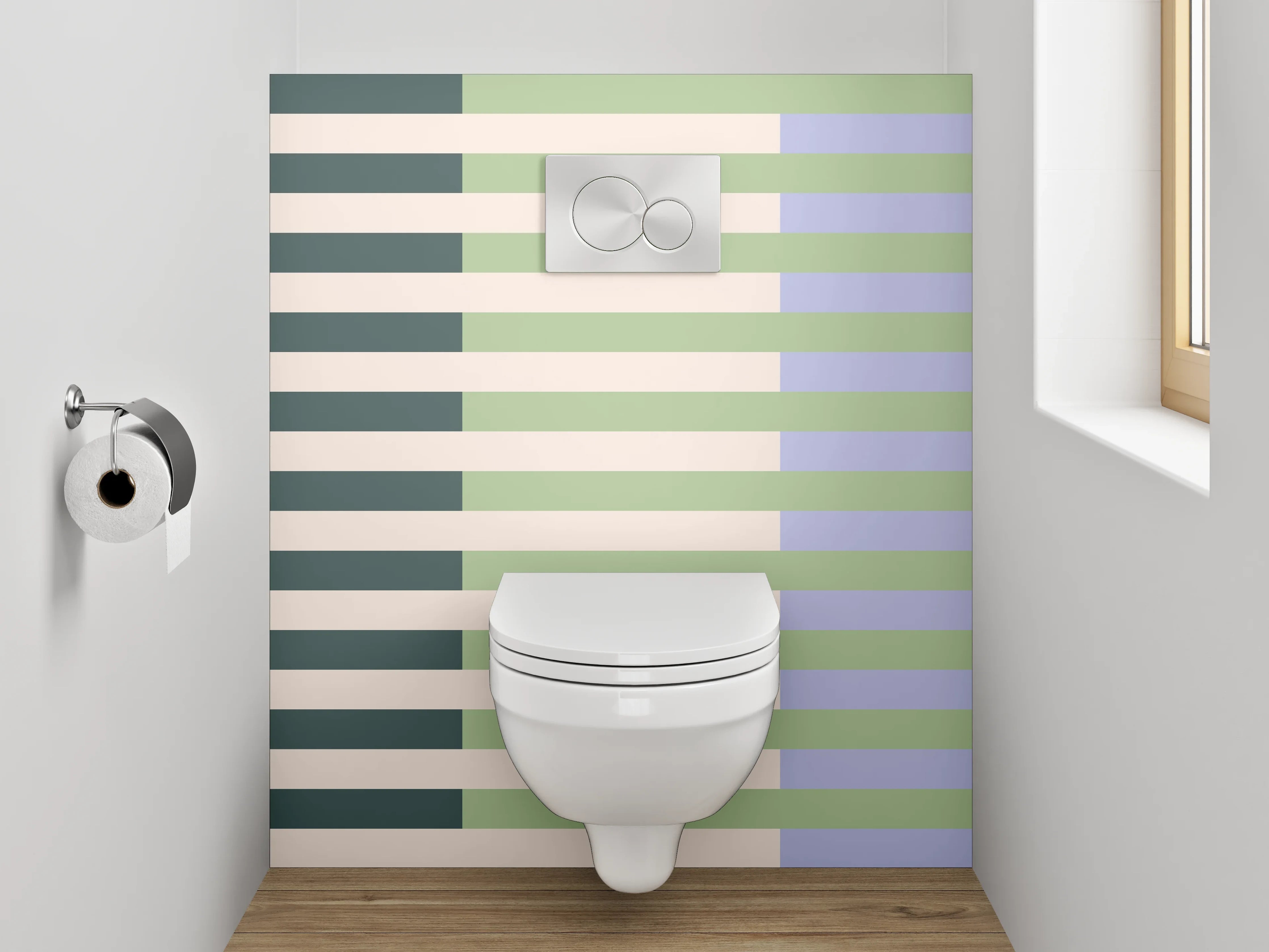 WC-Rückwand - Streifenmuster Pastell Minimalistisch