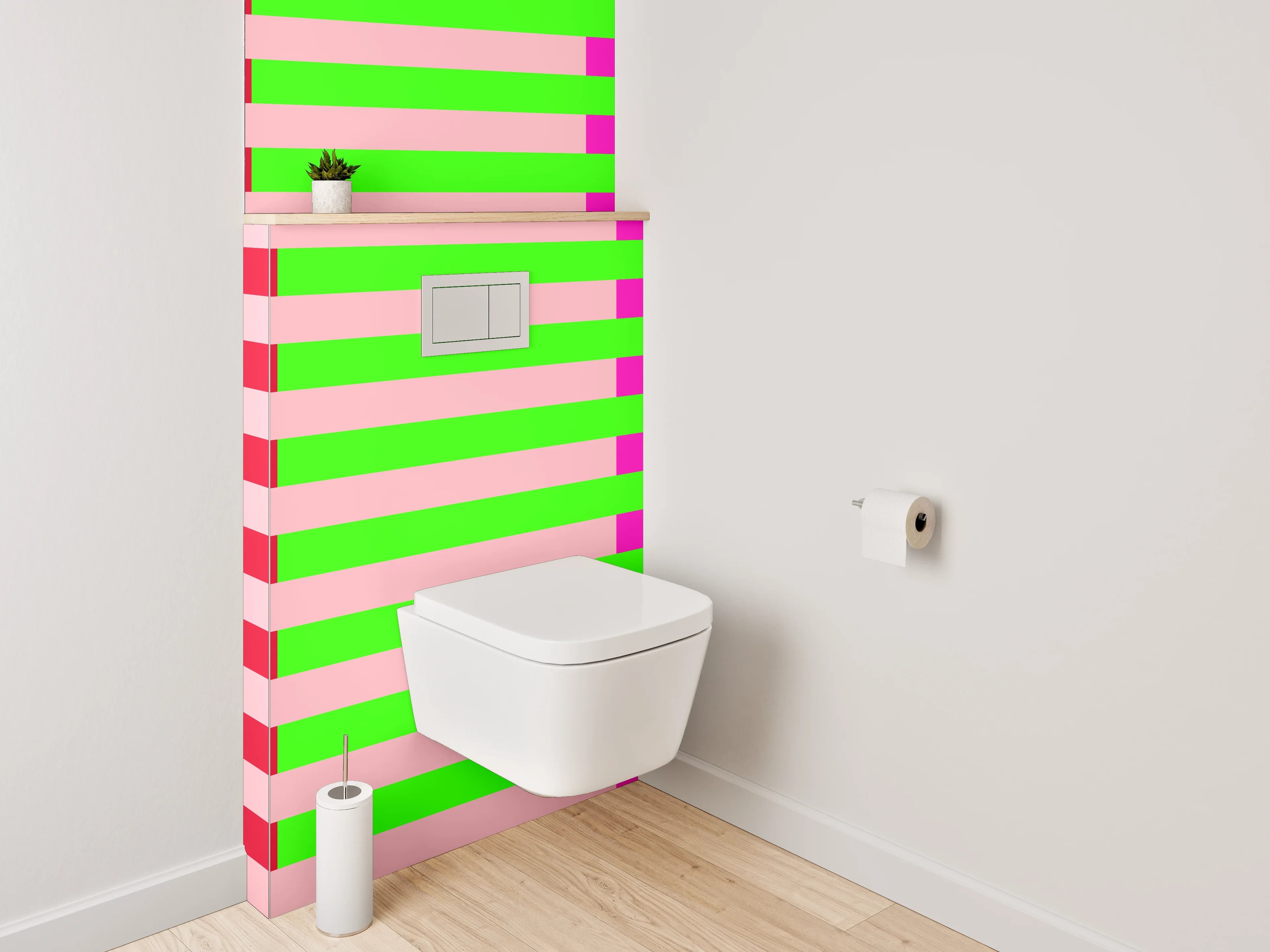 WC-Rückwand - Streifenmuster Pink Grün Rot