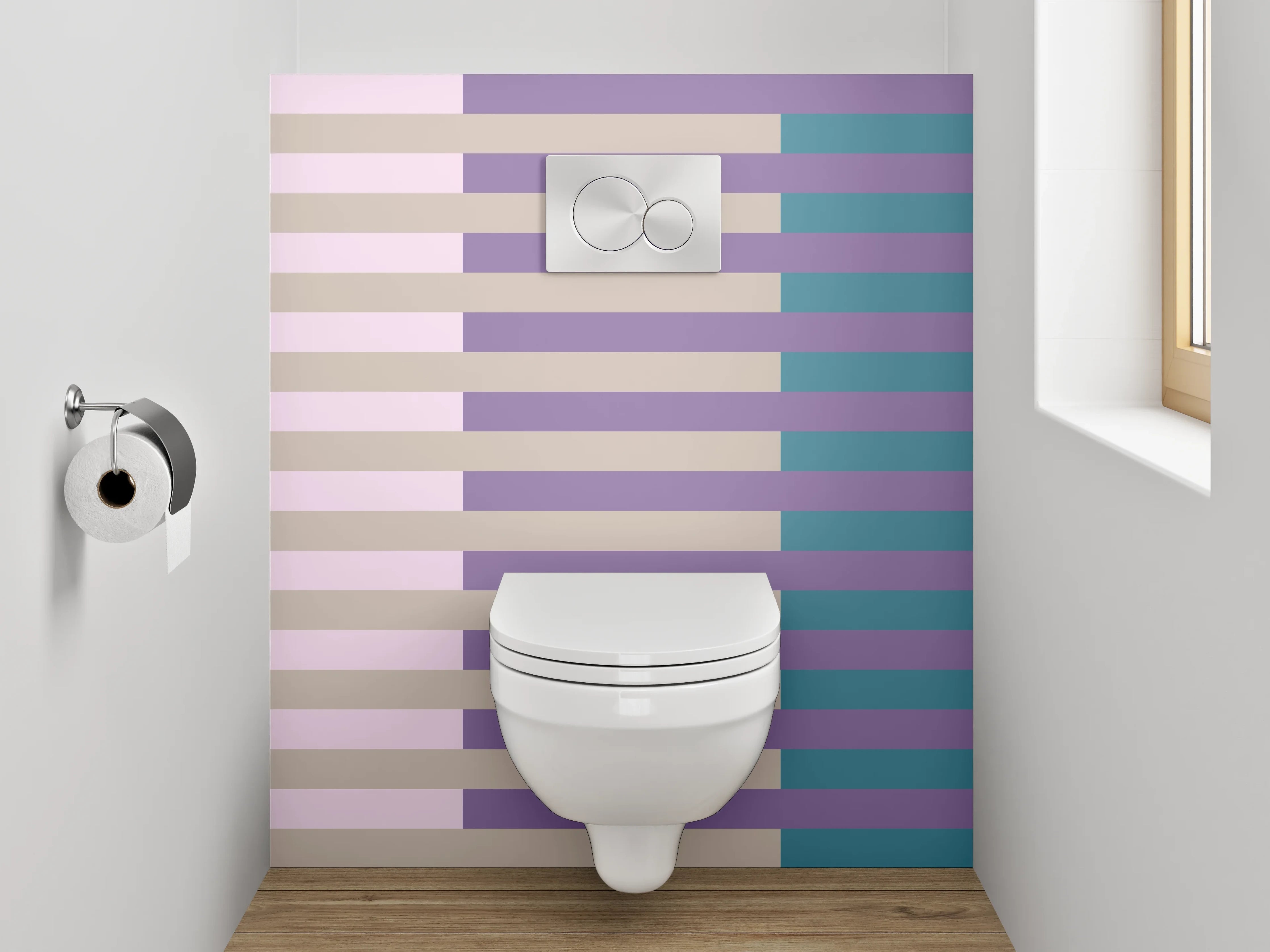 WC-Rückwand - Streifenmuster Retro Pastell