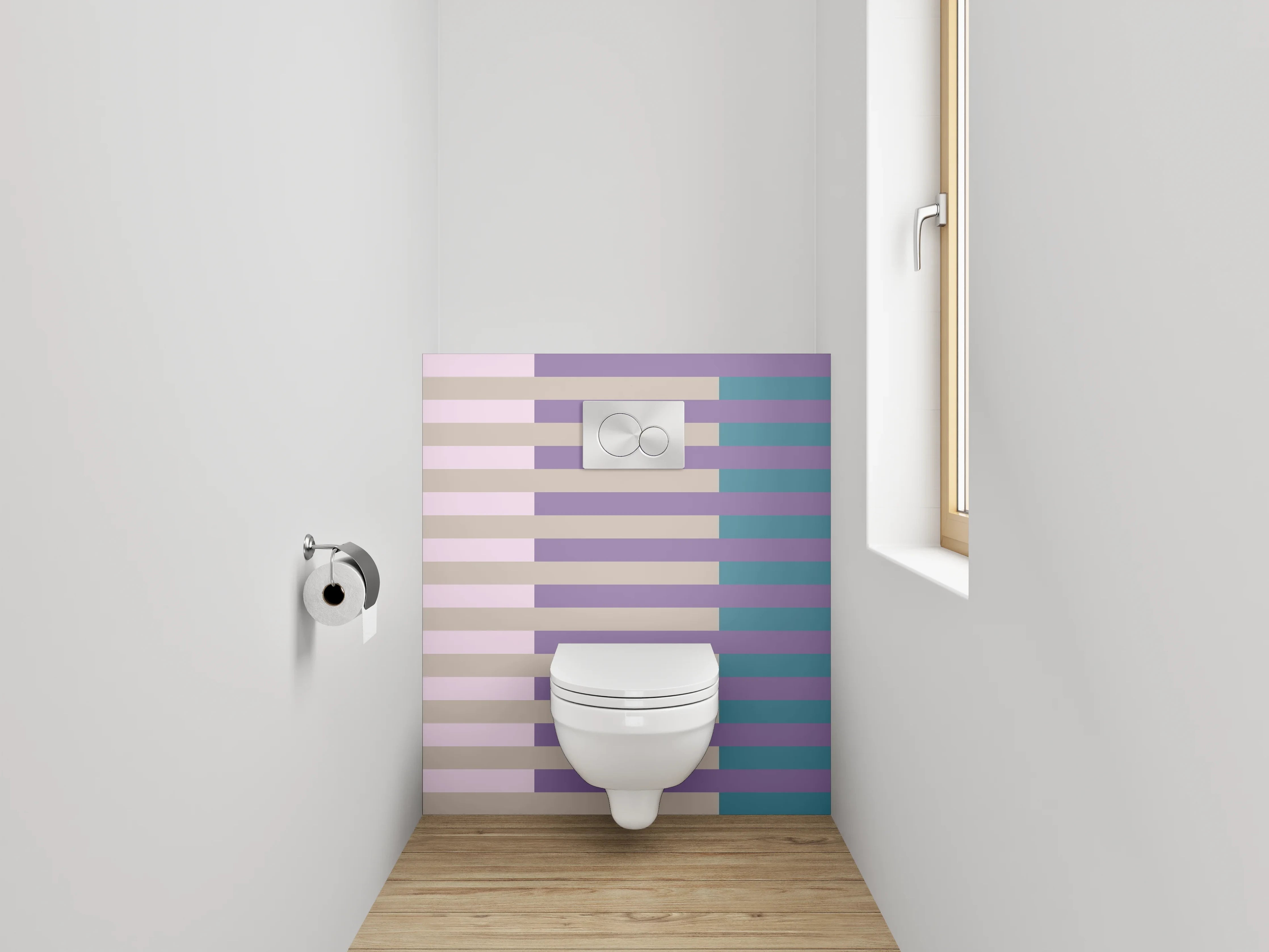 WC-Rückwand - Streifenmuster Retro Pastell