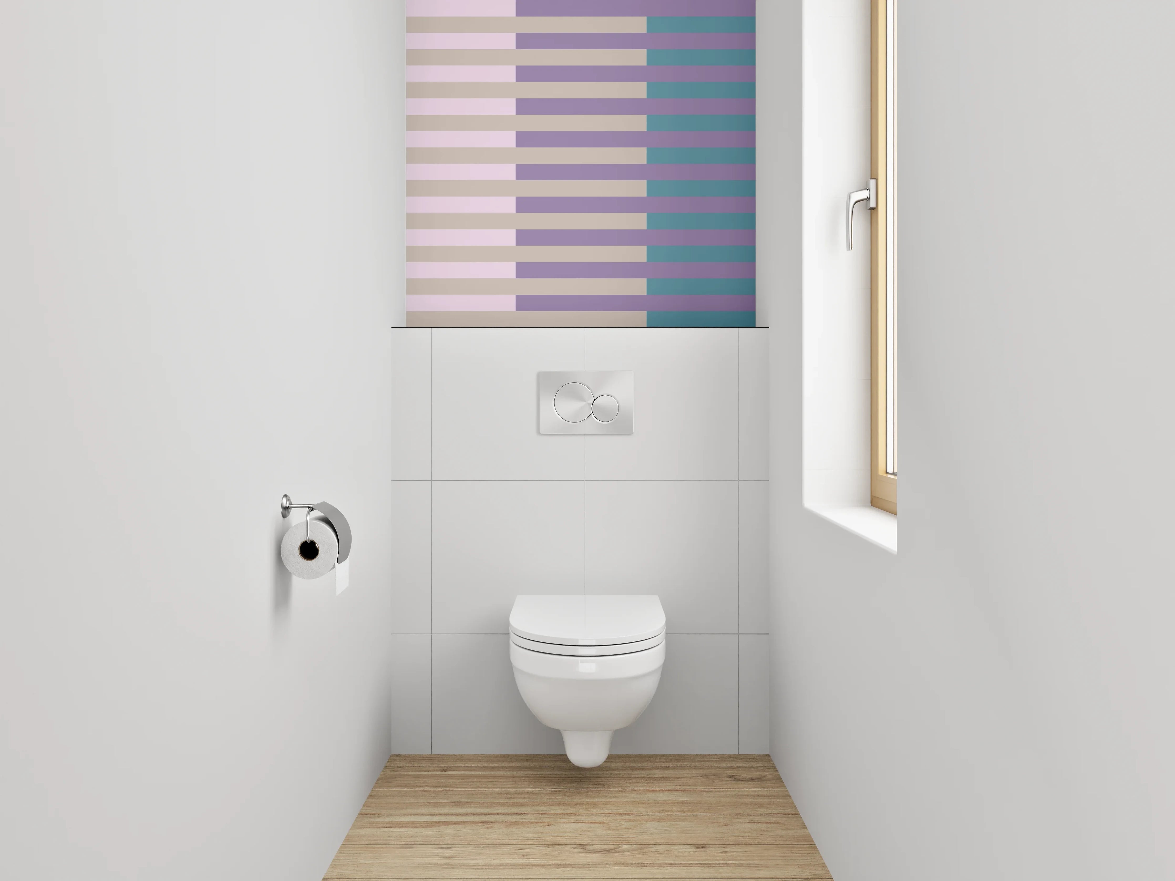WC-Rückwand - Streifenmuster Retro Pastell
