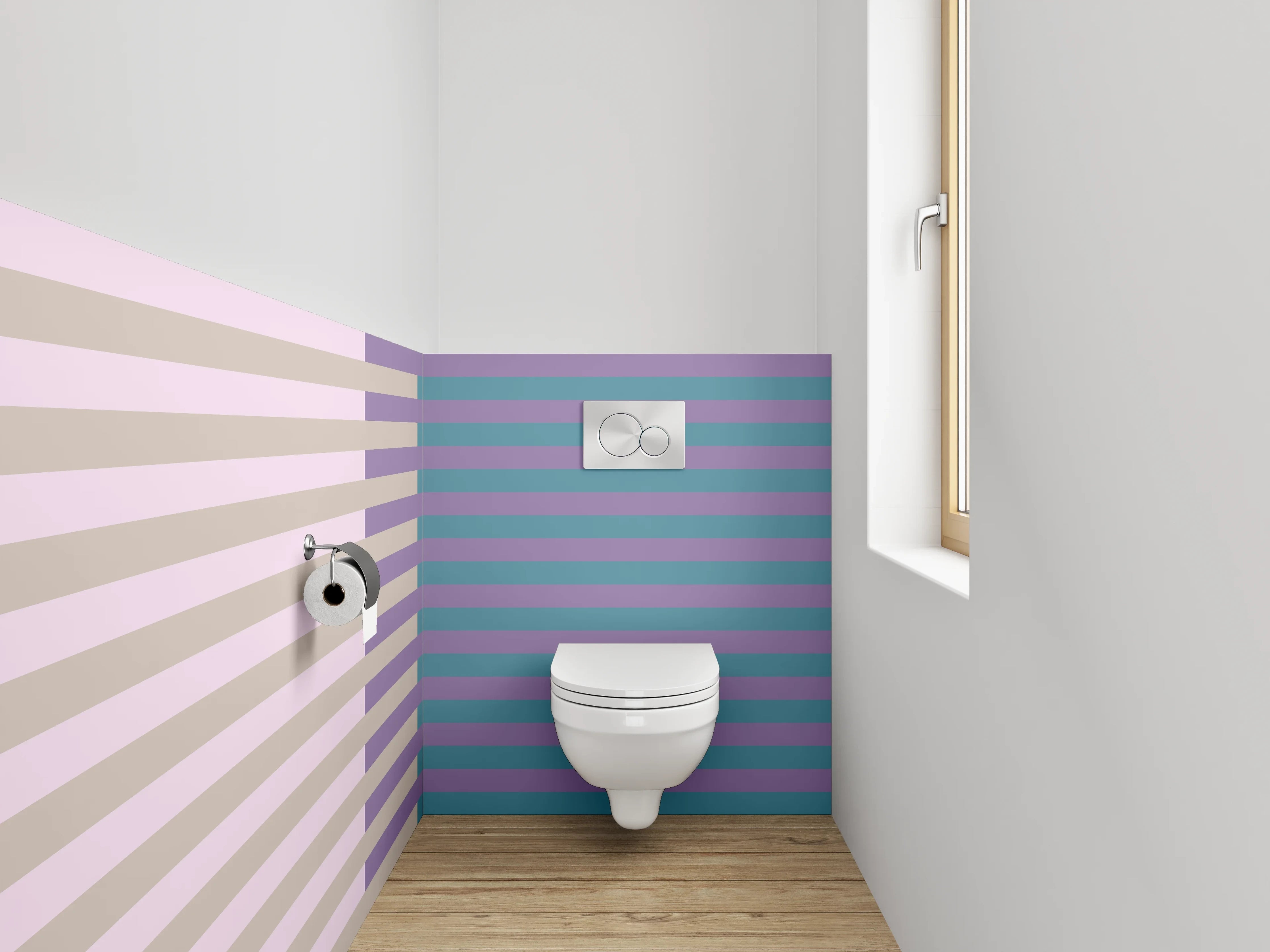WC-Rückwand - Streifenmuster Retro Pastell