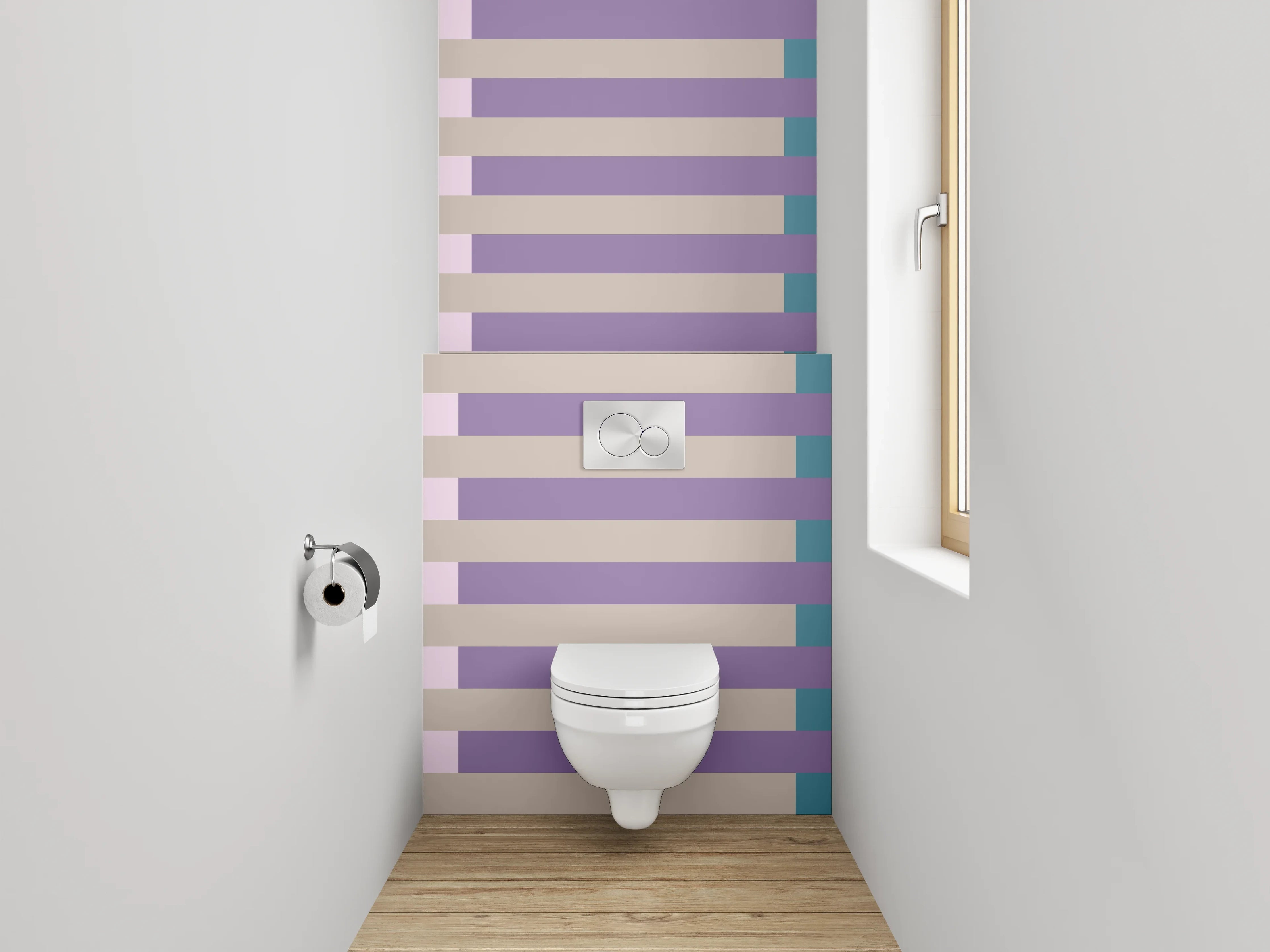 WC-Rückwand - Streifenmuster Retro Pastell