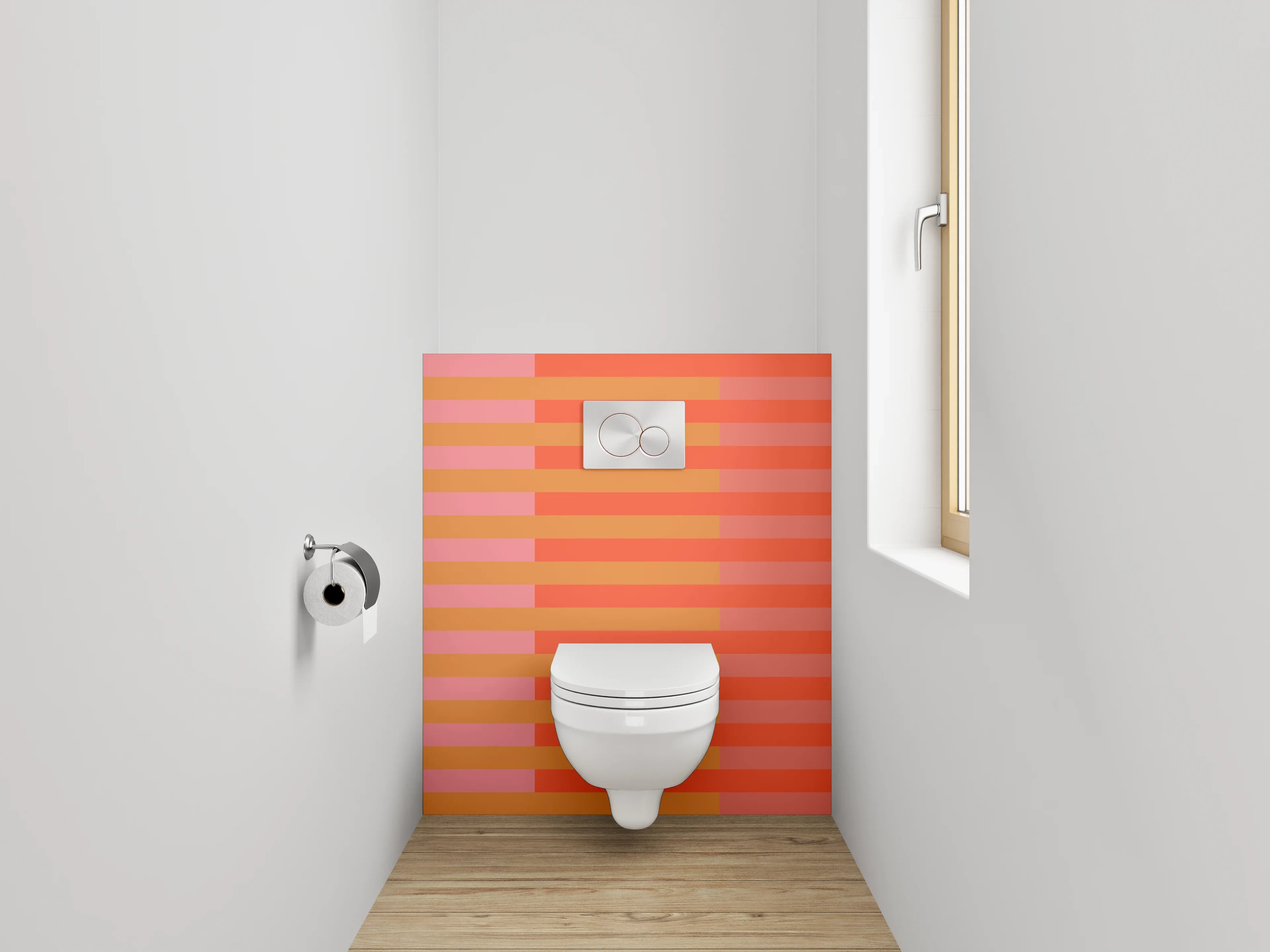 WC-Rückwand - Streifenmuster Rosa Orange Modern