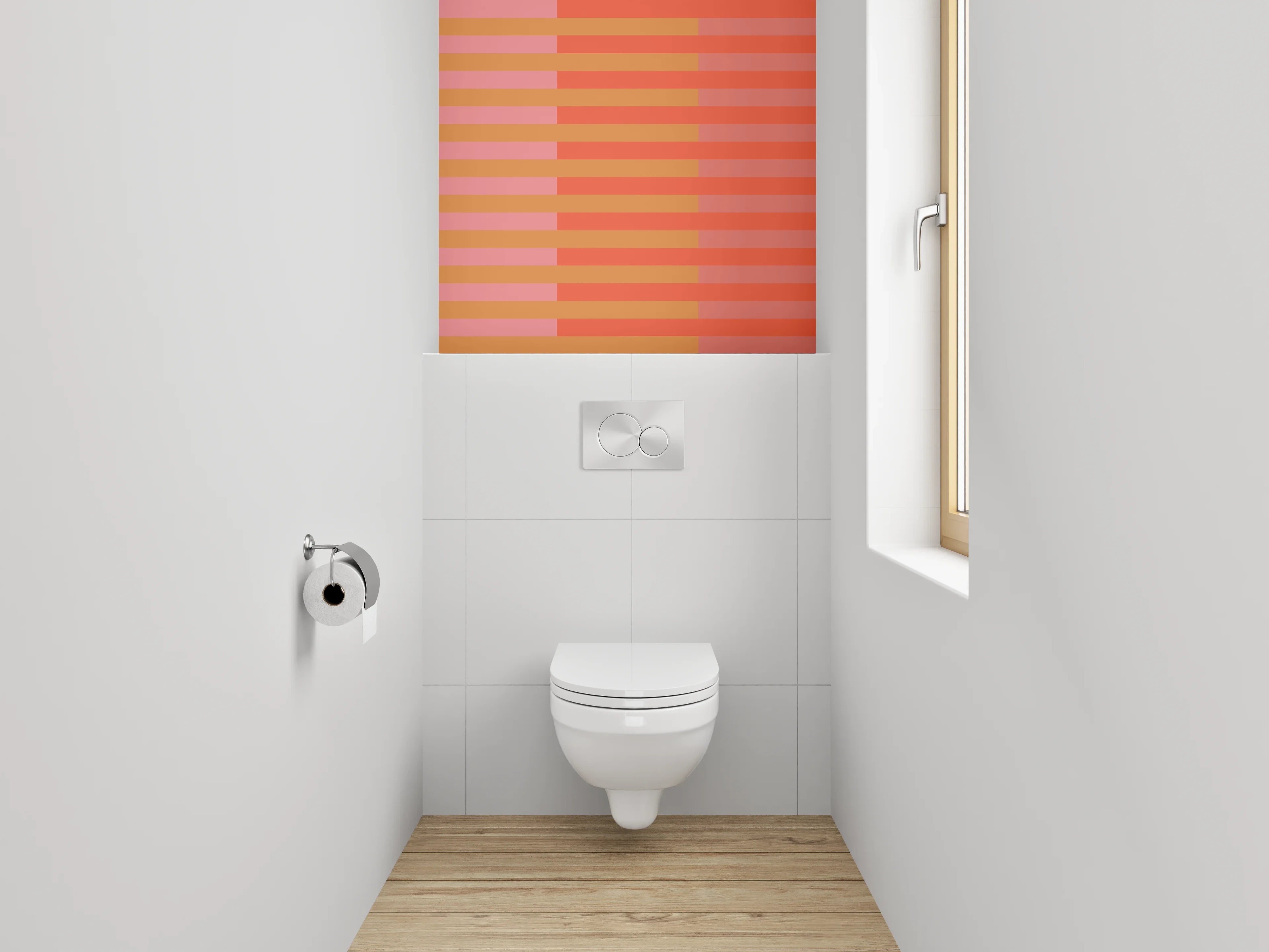 WC-Rückwand - Streifenmuster Rosa Orange Modern