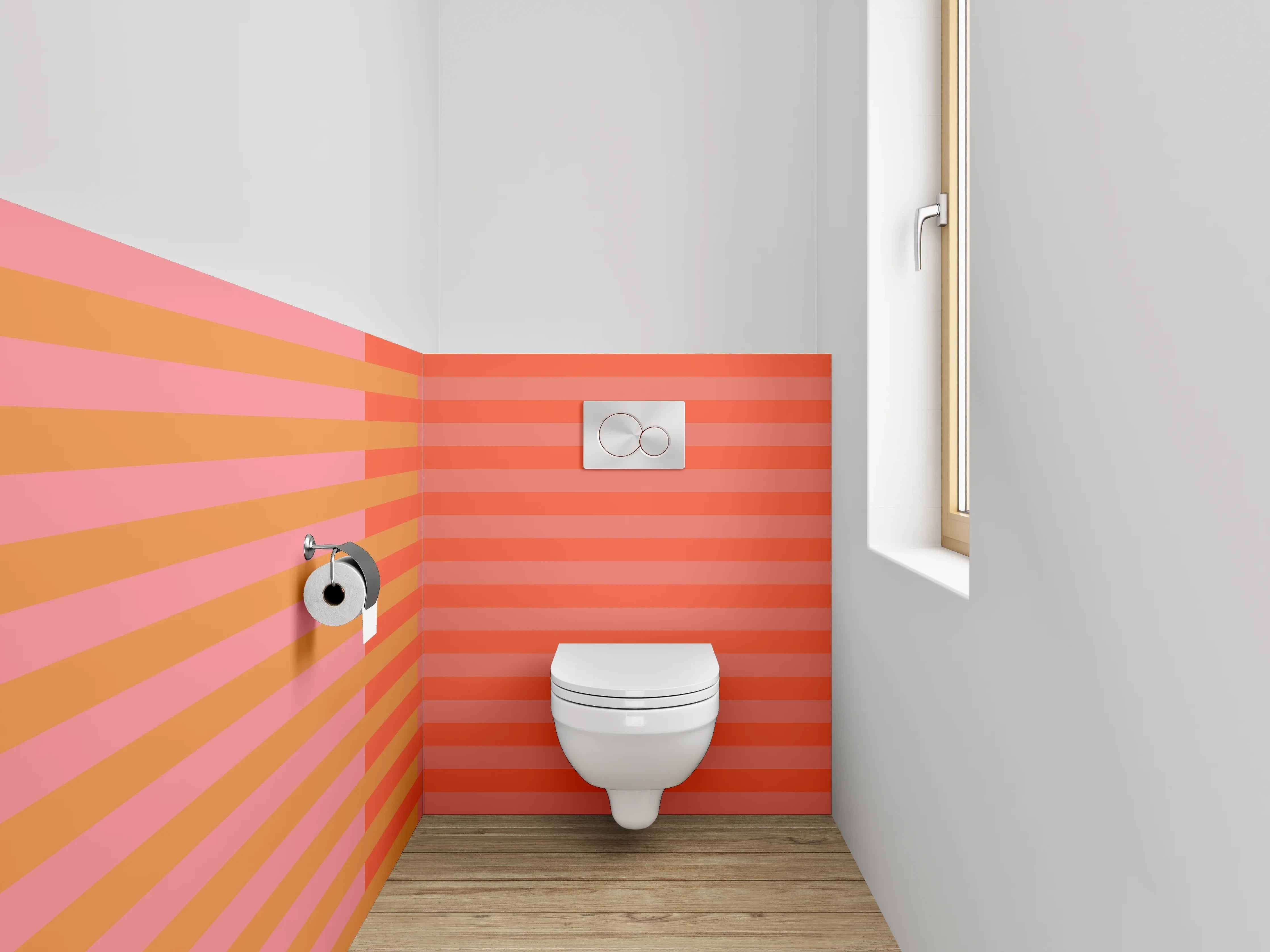 WC-Rückwand - Streifenmuster Rosa Orange Modern