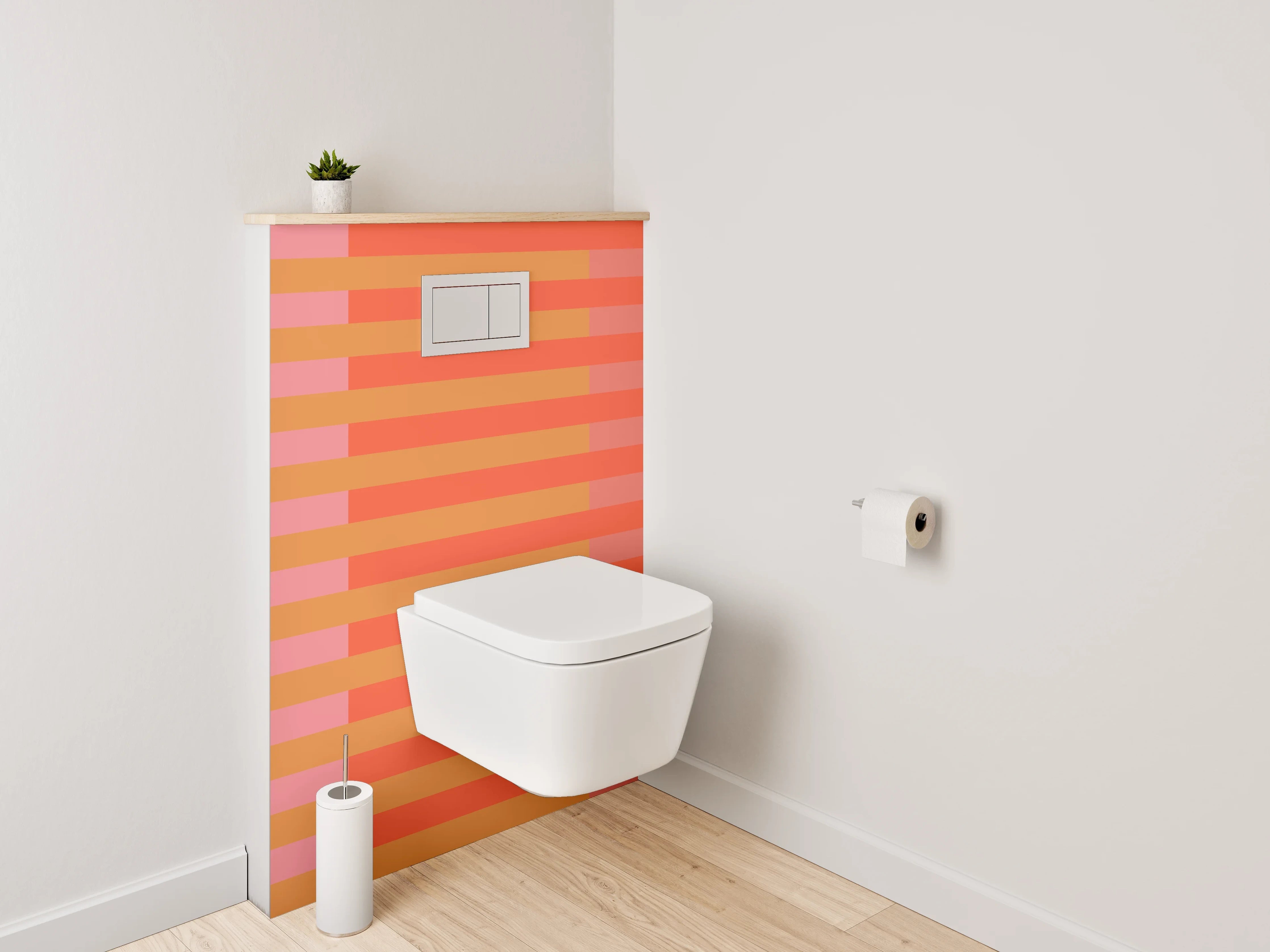 WC-Rückwand - Streifenmuster Rosa Orange Modern