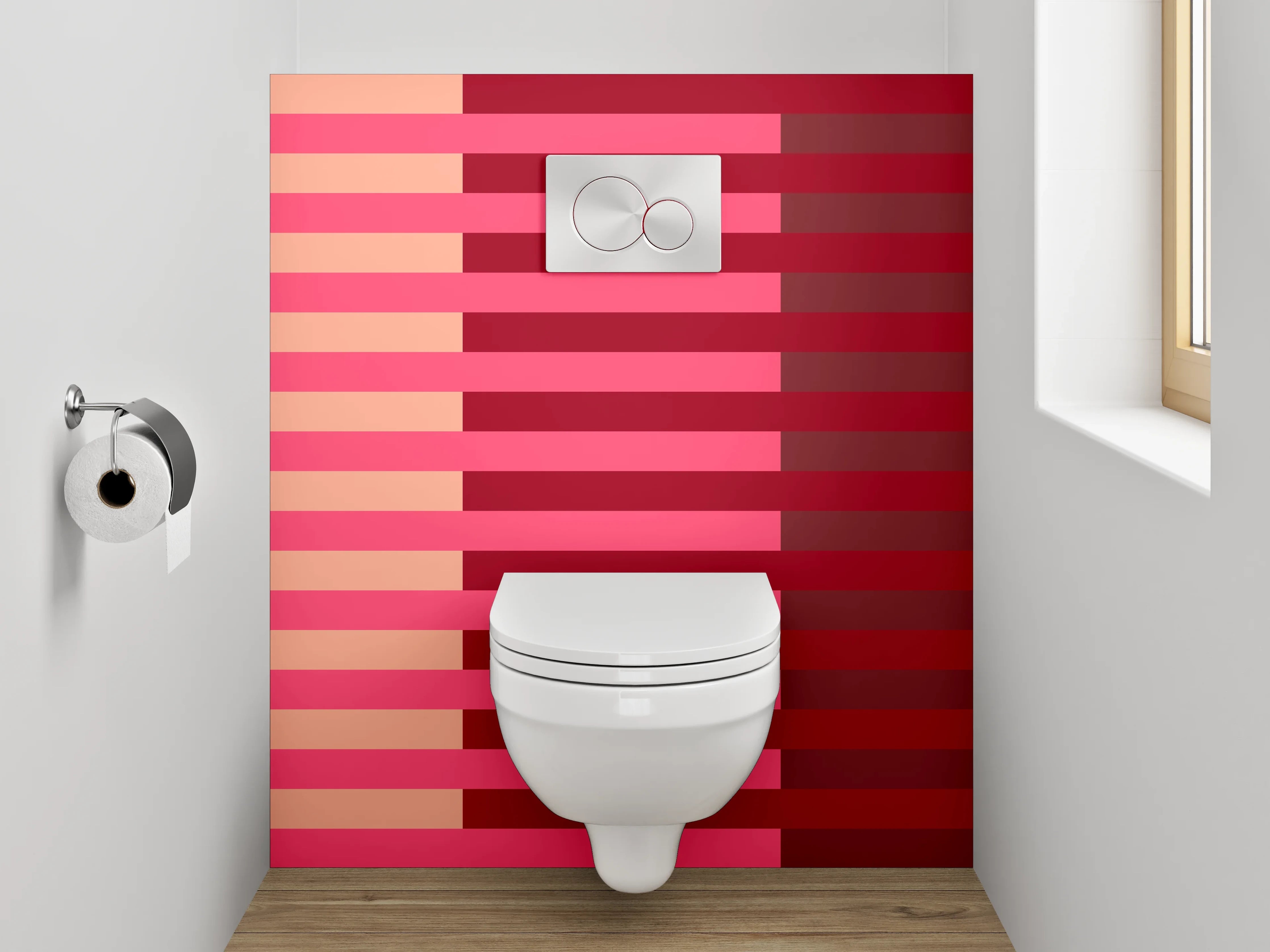 WC-Rückwand - Streifenmuster Rosa Rot Grafik