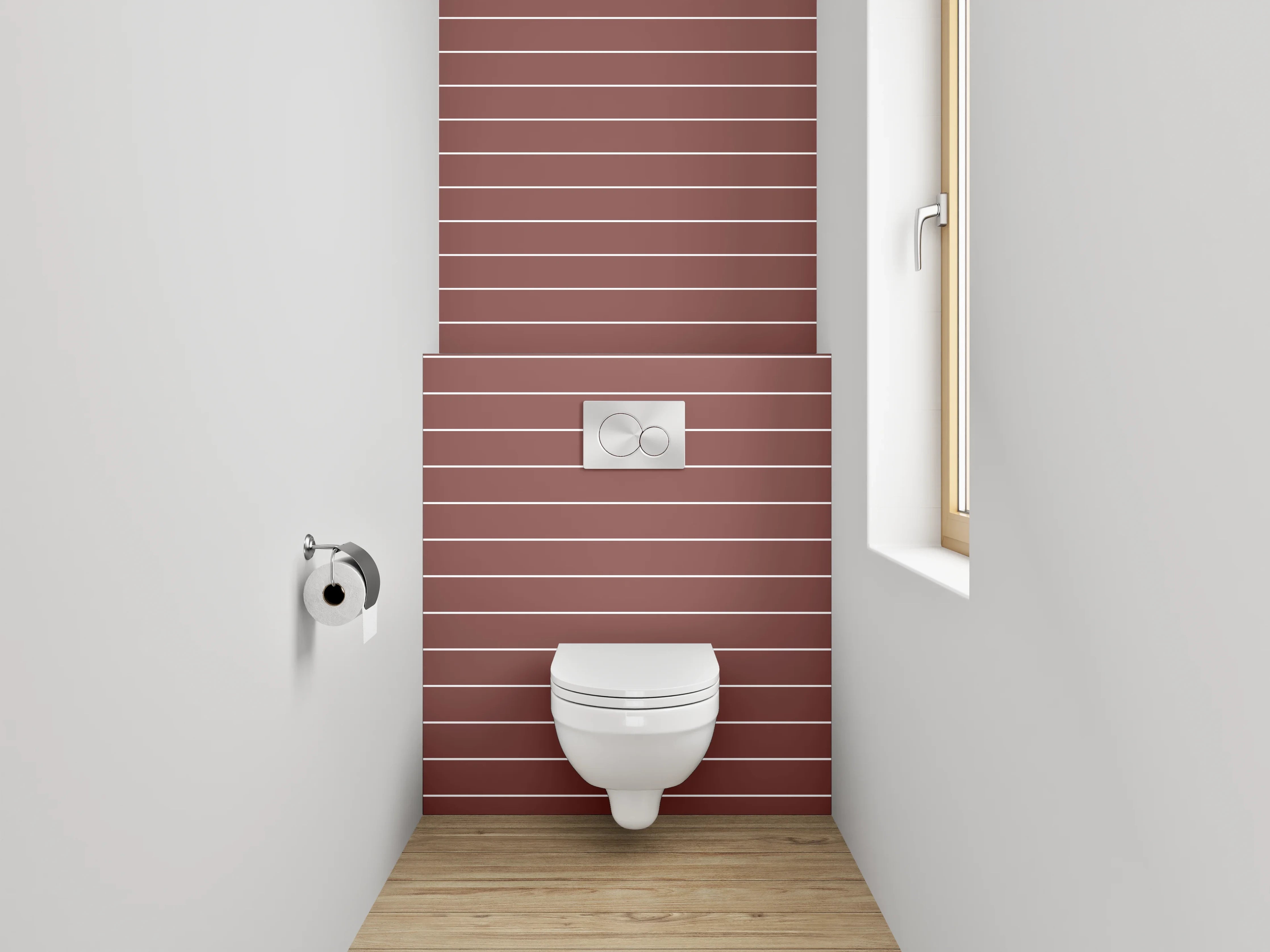 WC-Rückwand - Streifenmuster Rot-Weiß Minimalistisch