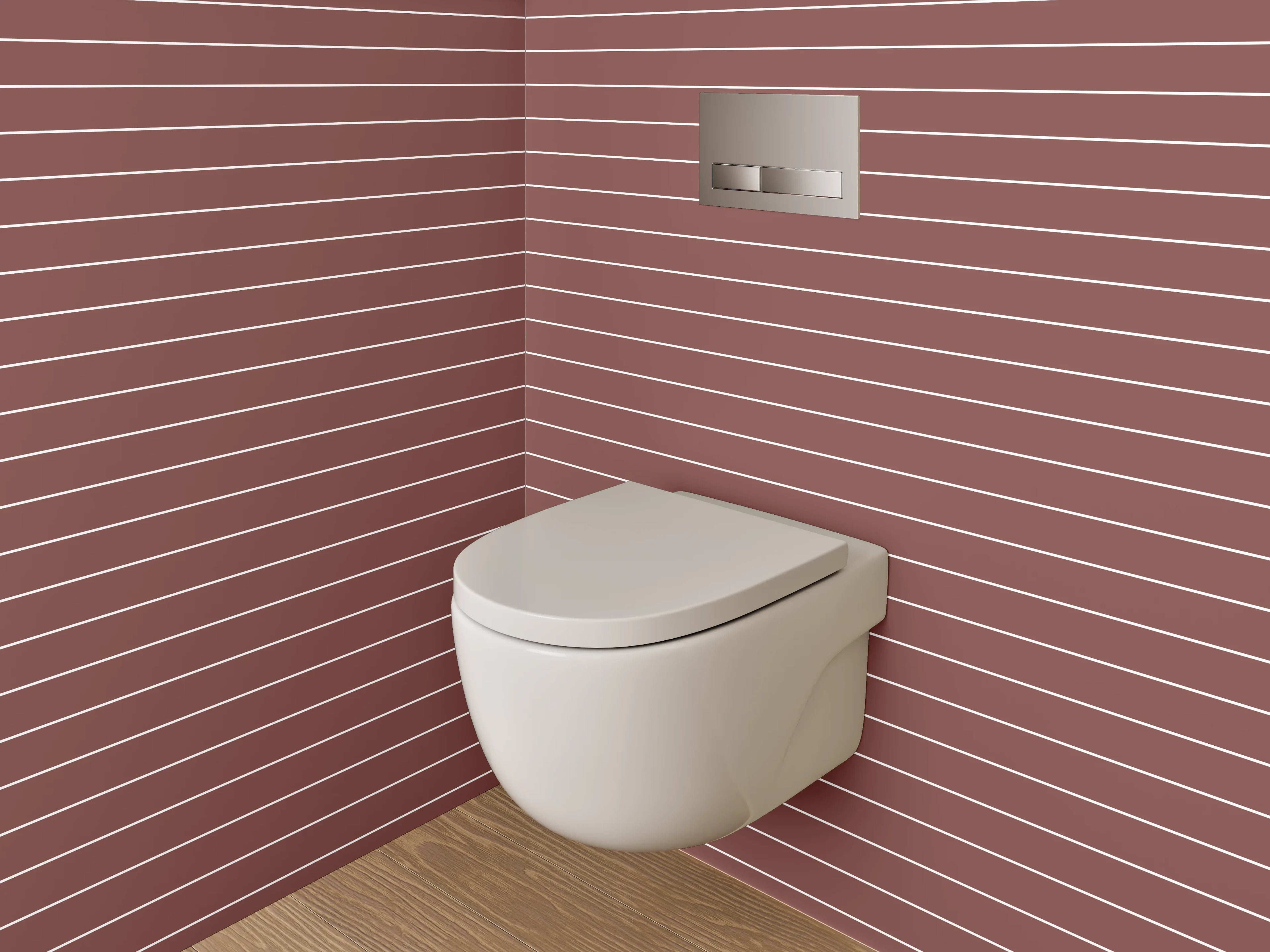 WC-Rückwand - Streifenmuster Rot-Weiß Minimalistisch