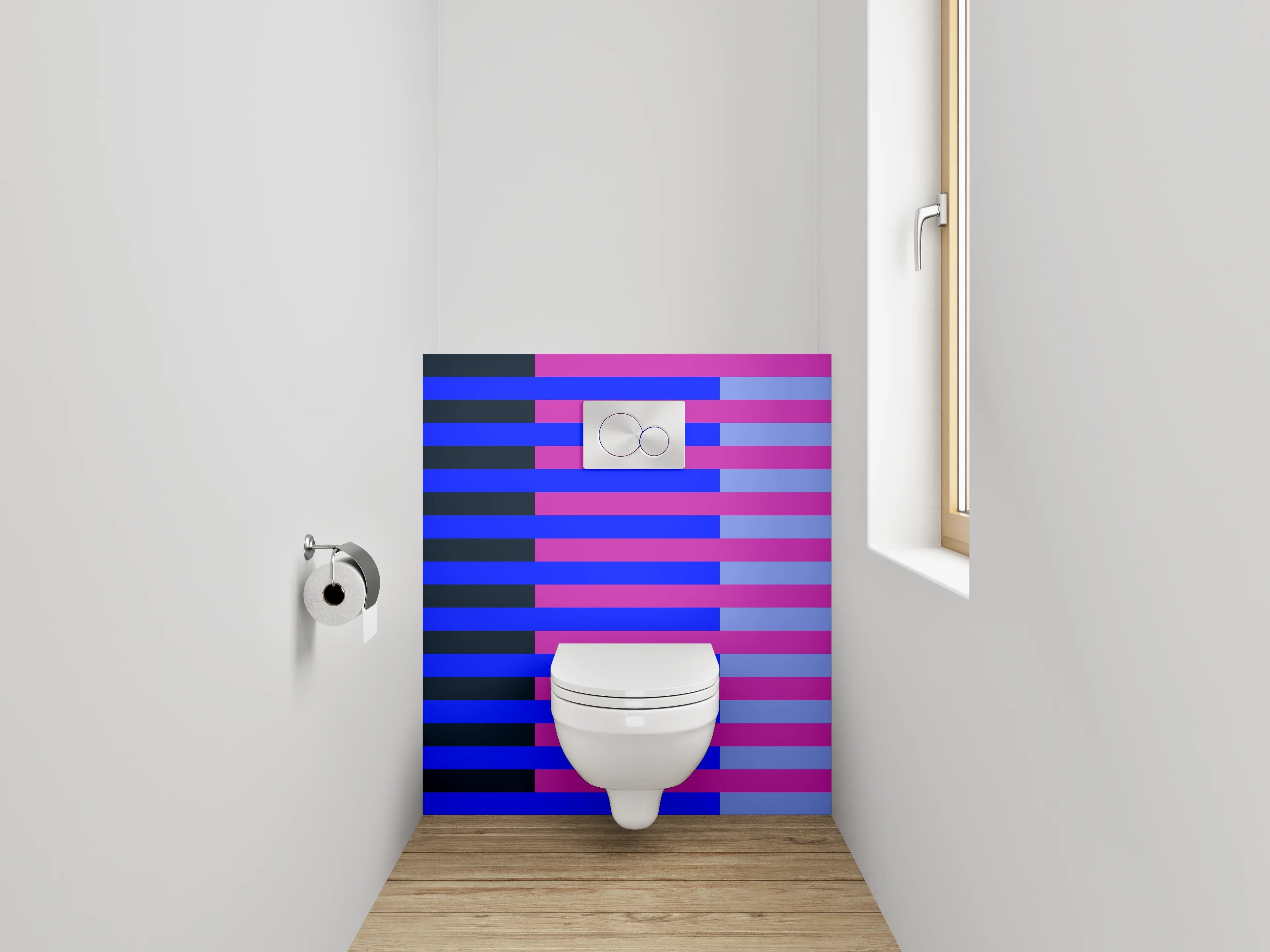 WC-Rückwand - Streifenmuster blau pink modern