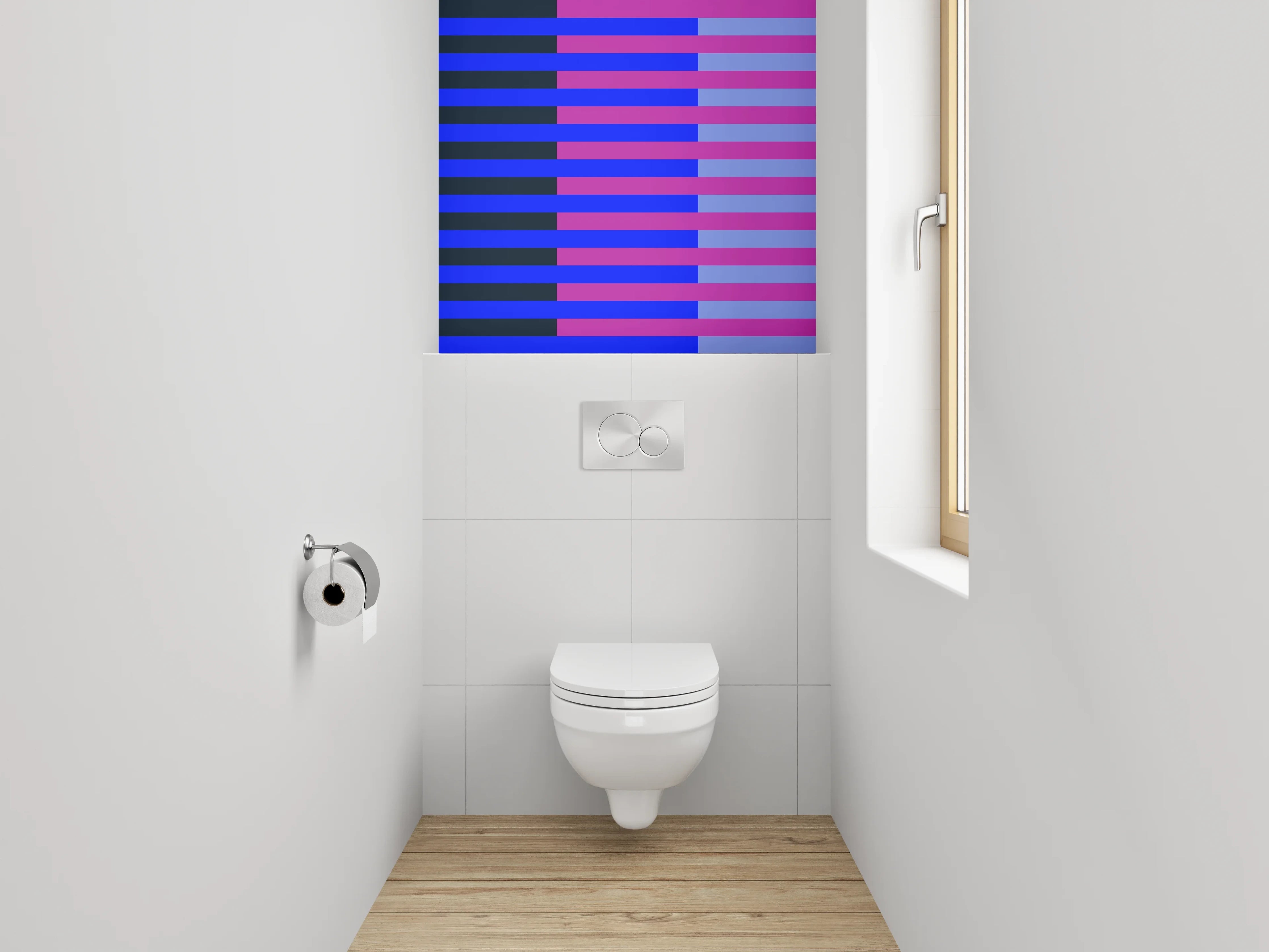 WC-Rückwand - Streifenmuster blau pink modern