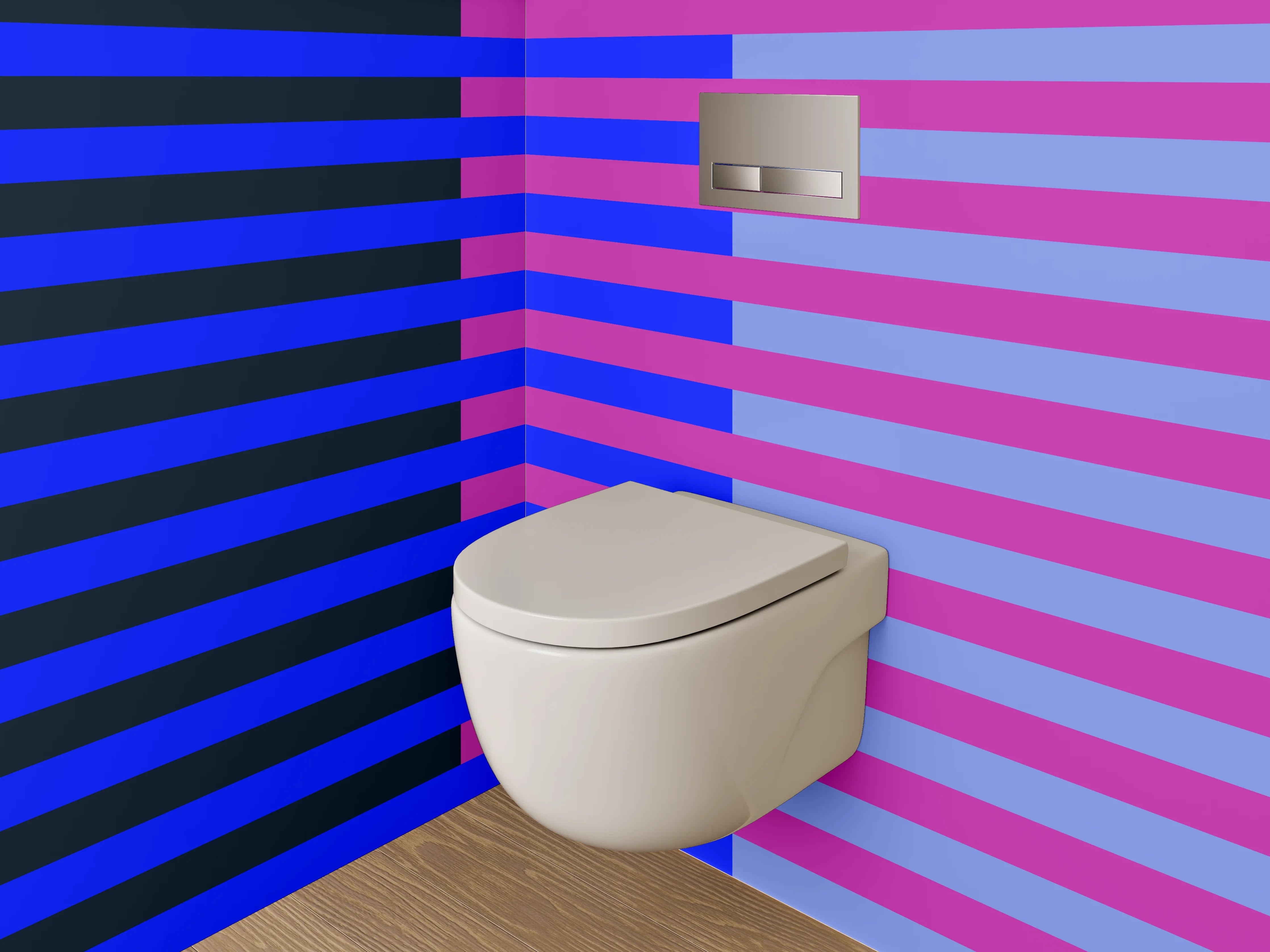 WC-Rückwand - Streifenmuster blau pink modern