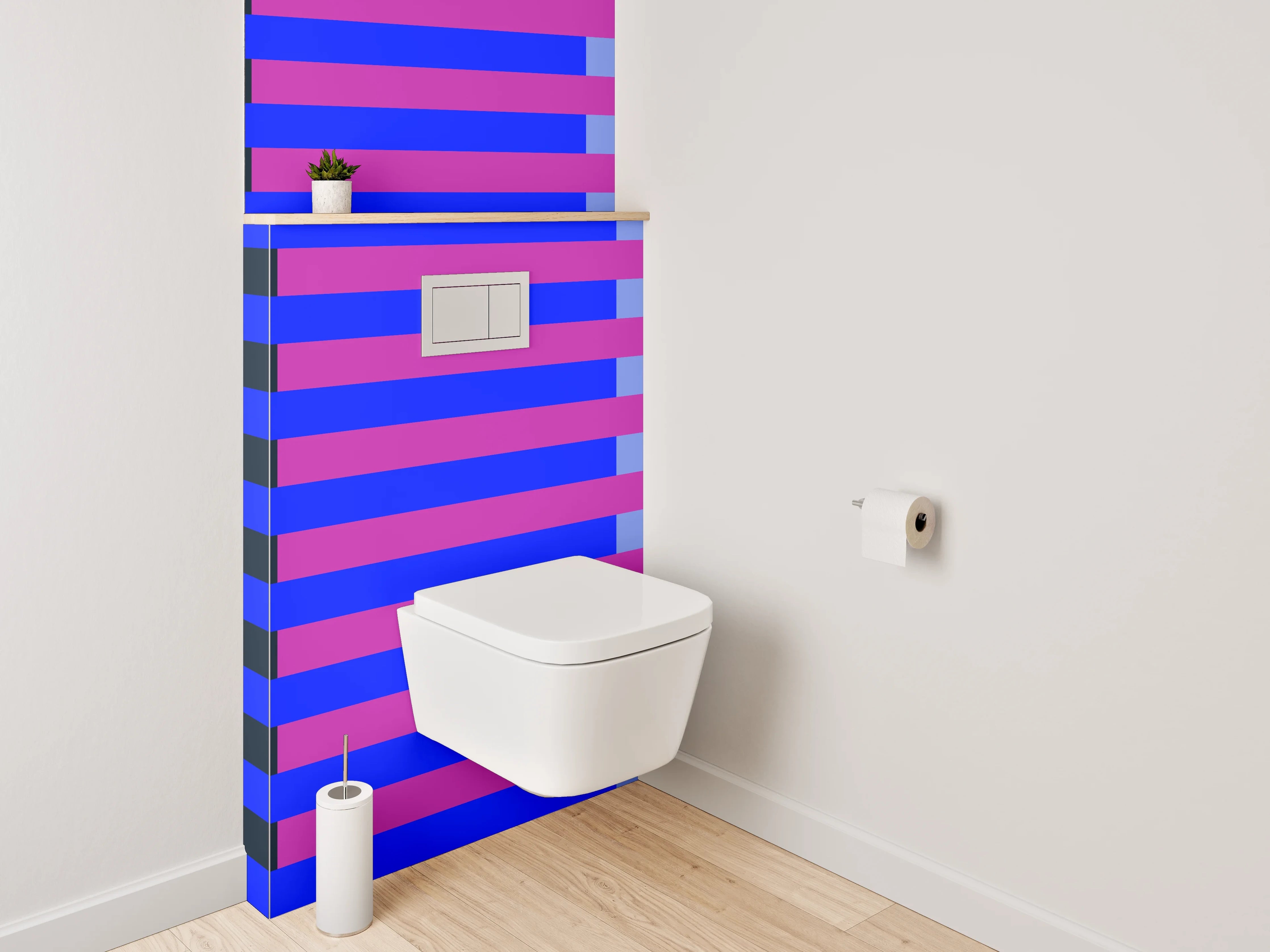 WC-Rückwand - Streifenmuster blau pink modern
