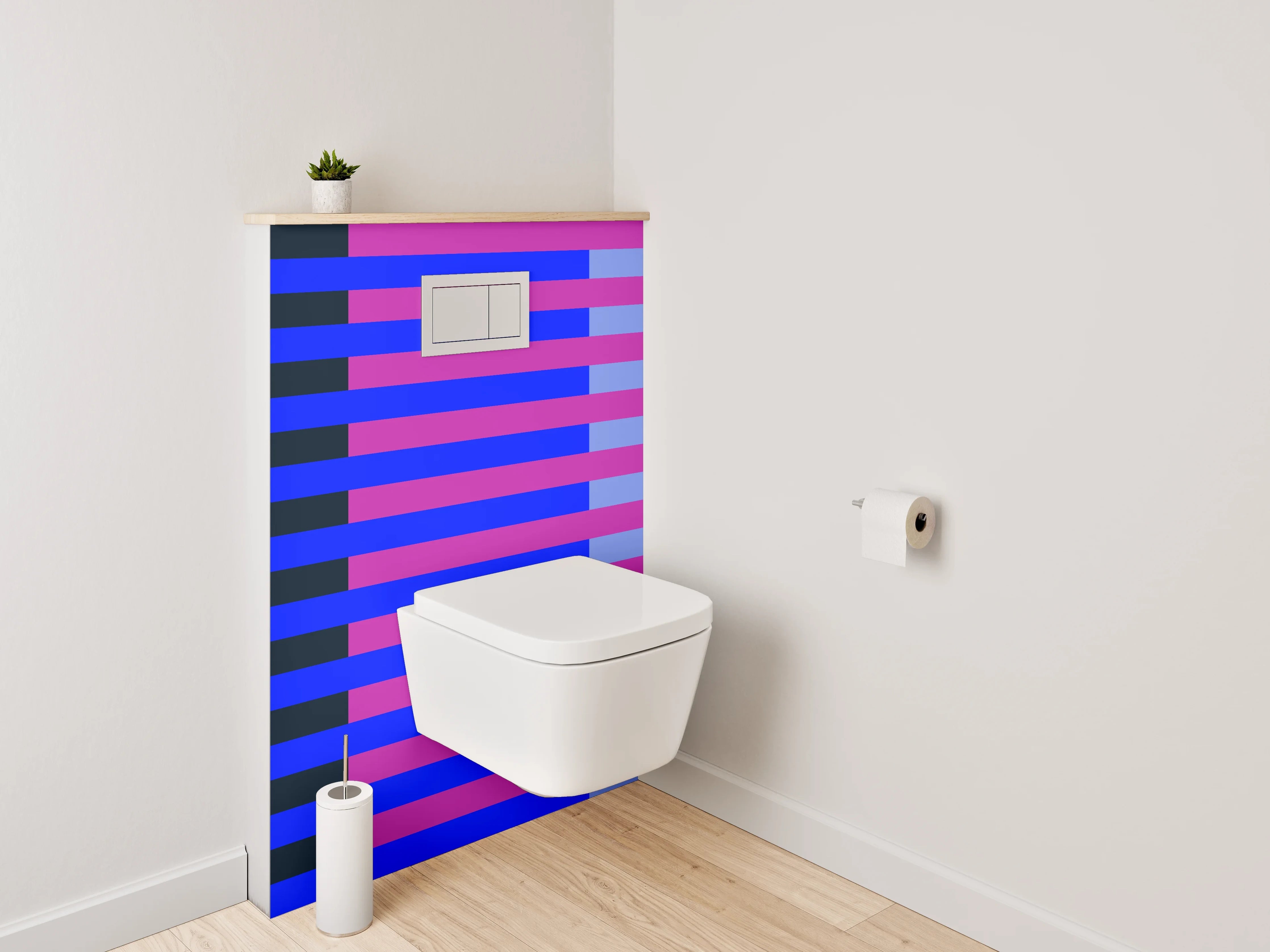 WC-Rückwand - Streifenmuster blau pink modern