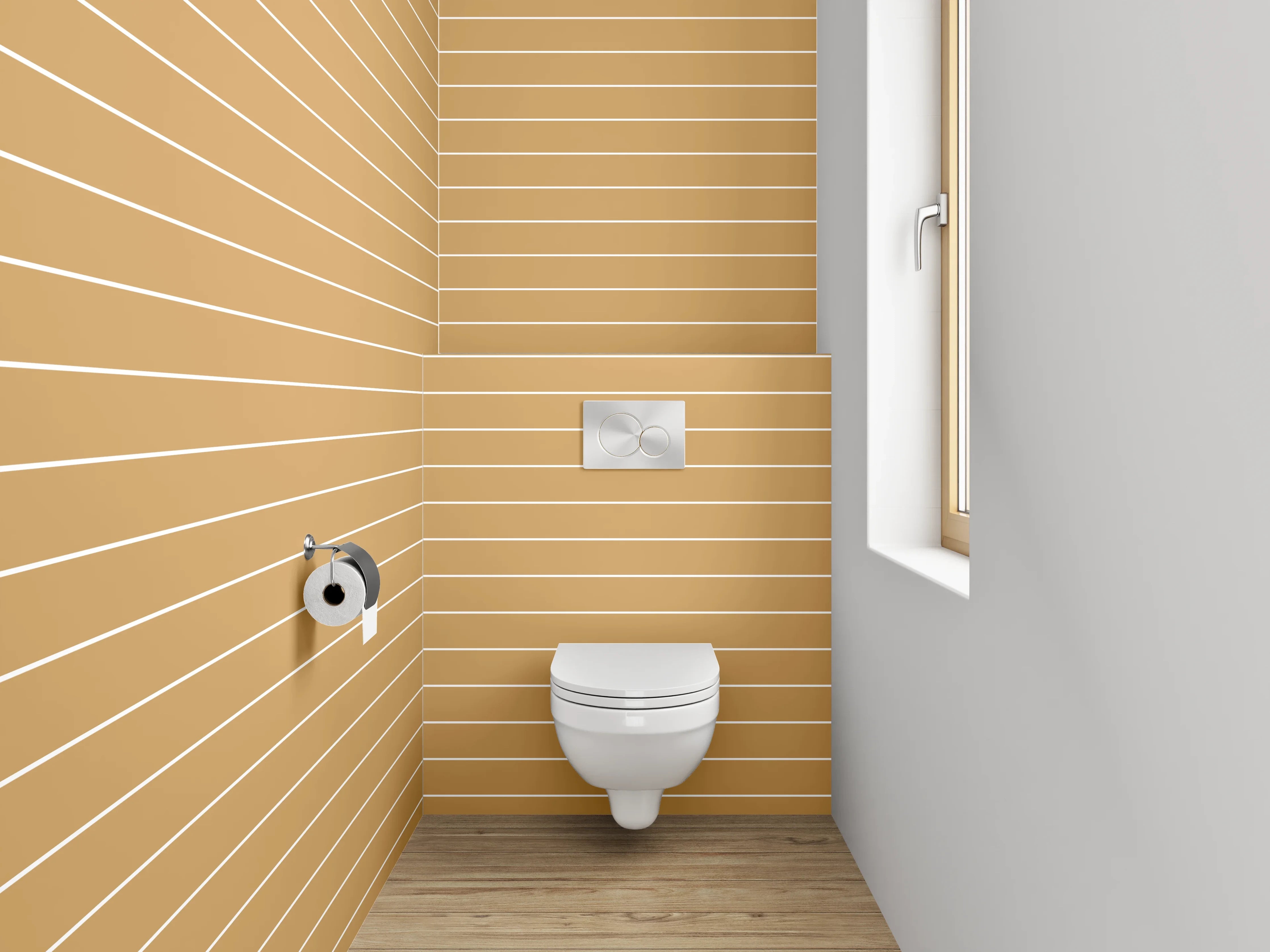 WC-Rückwand - Streifenmuster in Beige- und Brauntönen