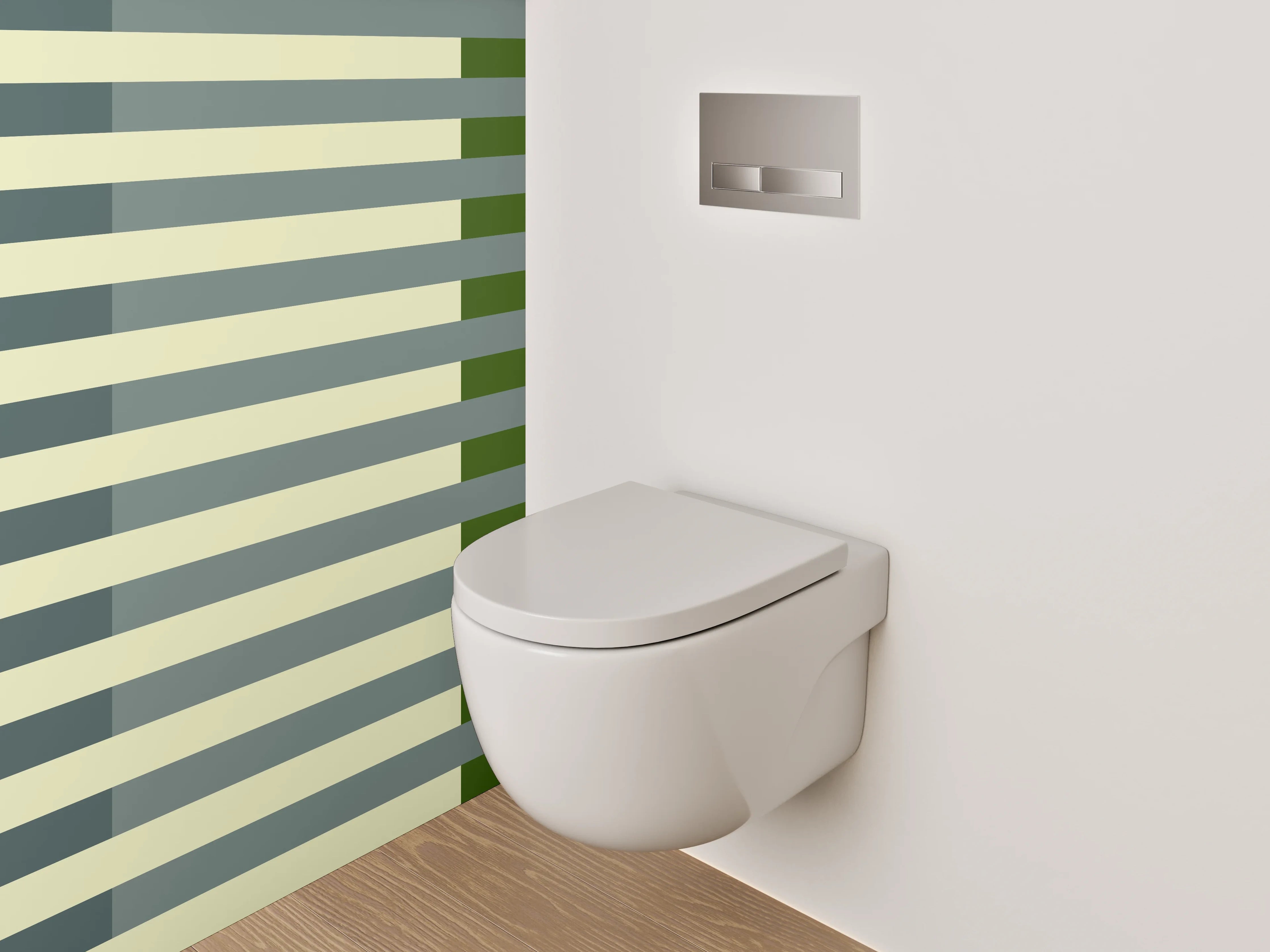 WC-Rückwand - Streifenmuster in Grün und Beige