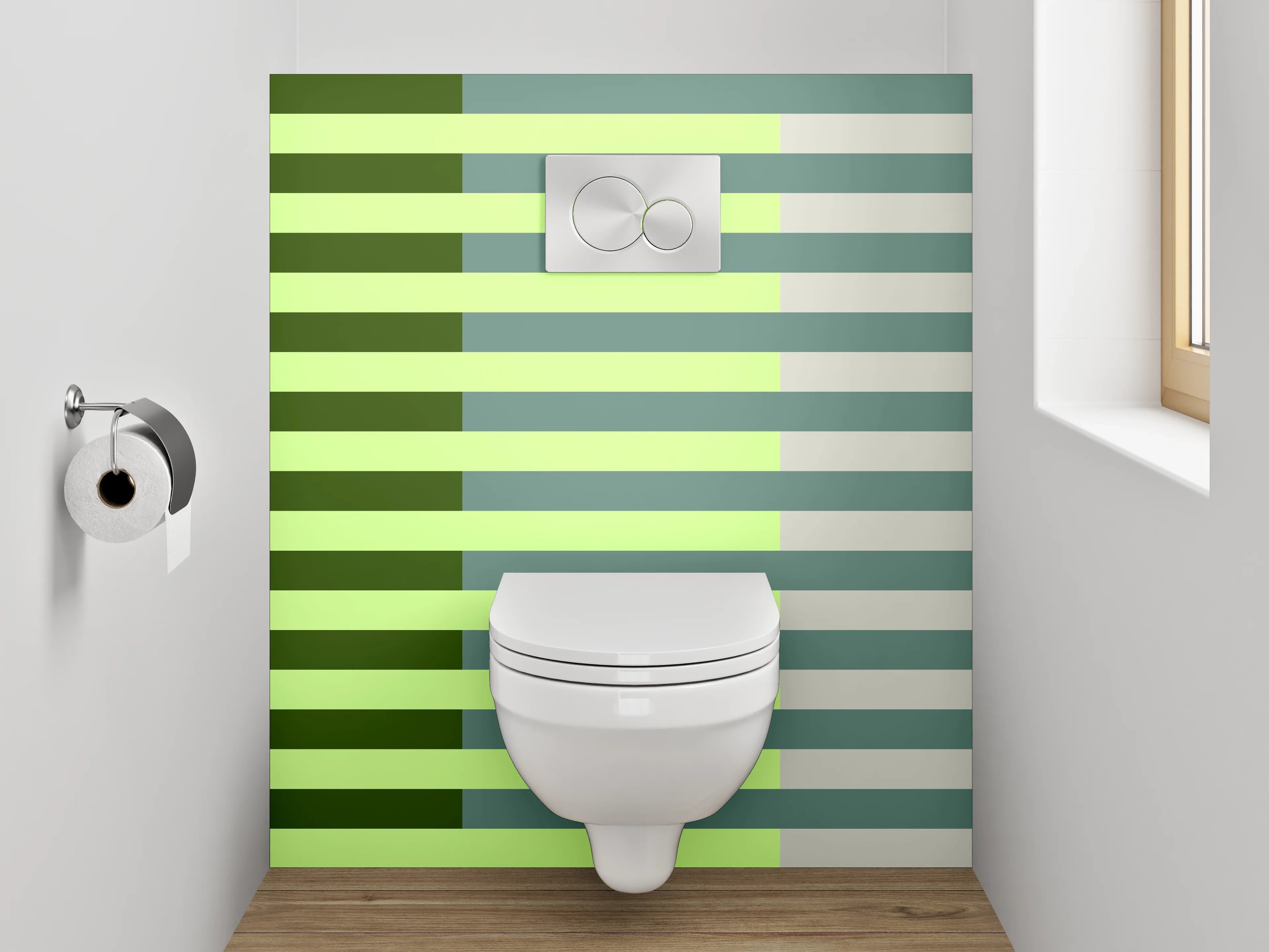 WC-Rückwand - Streifenmuster in Grüntönen modern