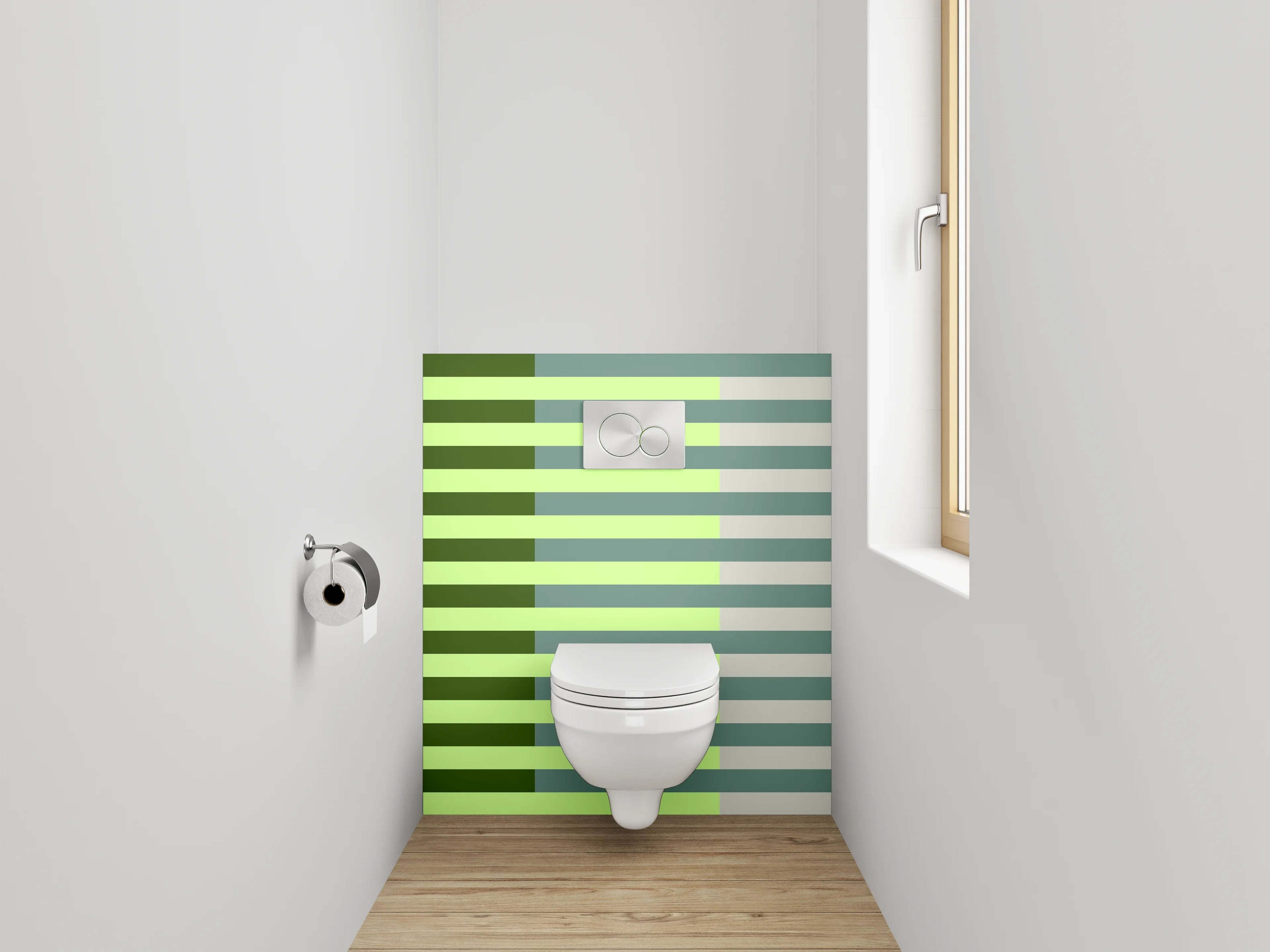 WC-Rückwand - Streifenmuster in Grüntönen modern