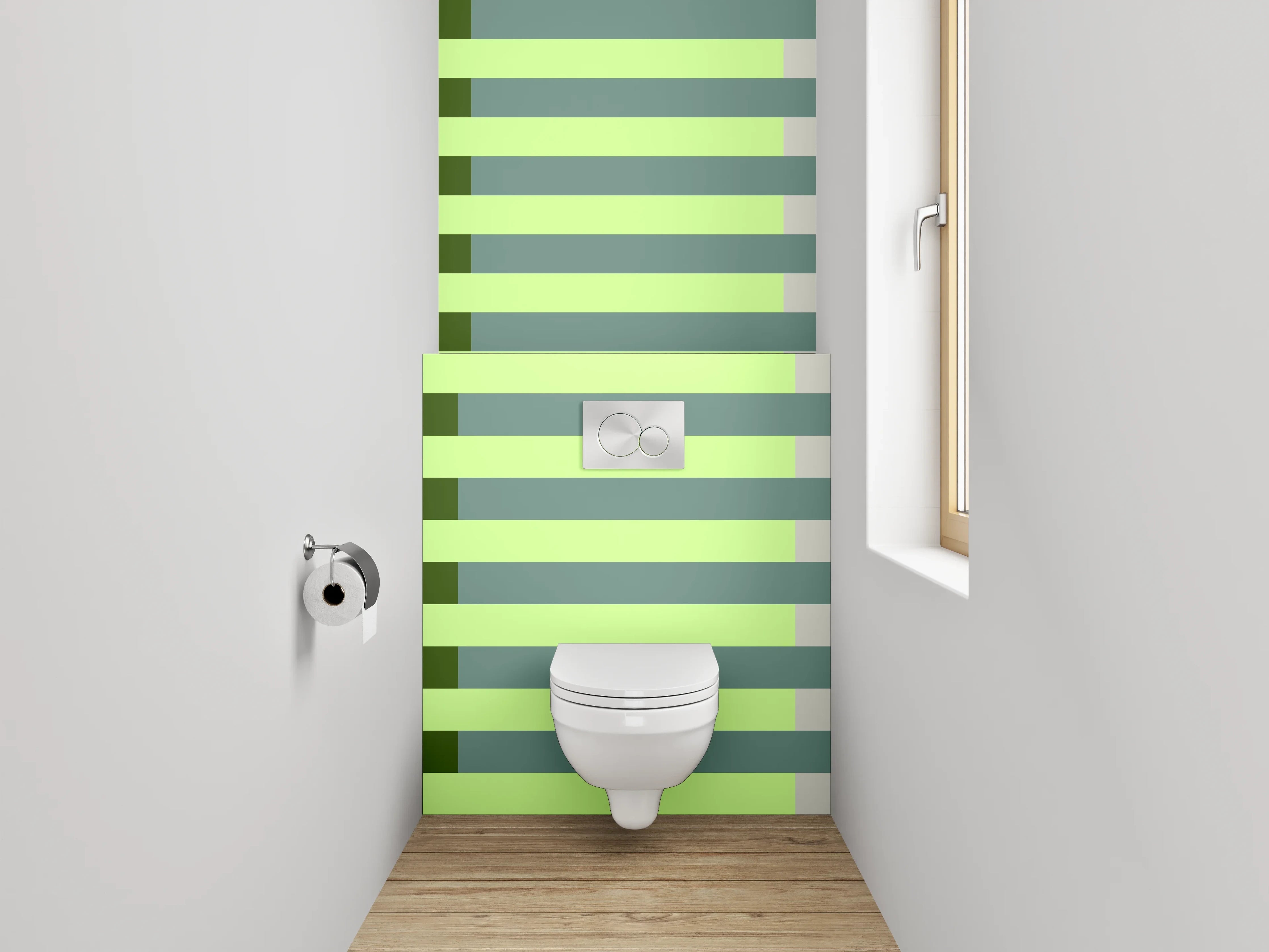 WC-Rückwand - Streifenmuster in Grüntönen modern