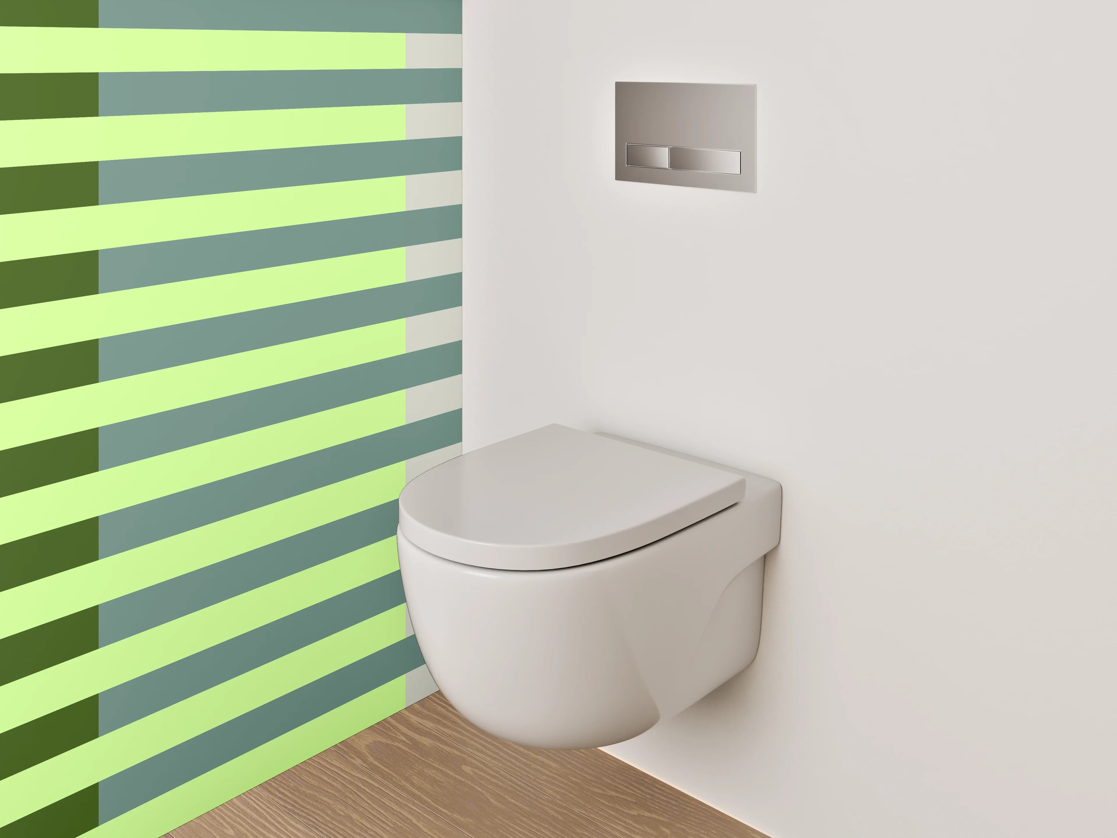 WC-Rückwand - Streifenmuster in Grüntönen modern