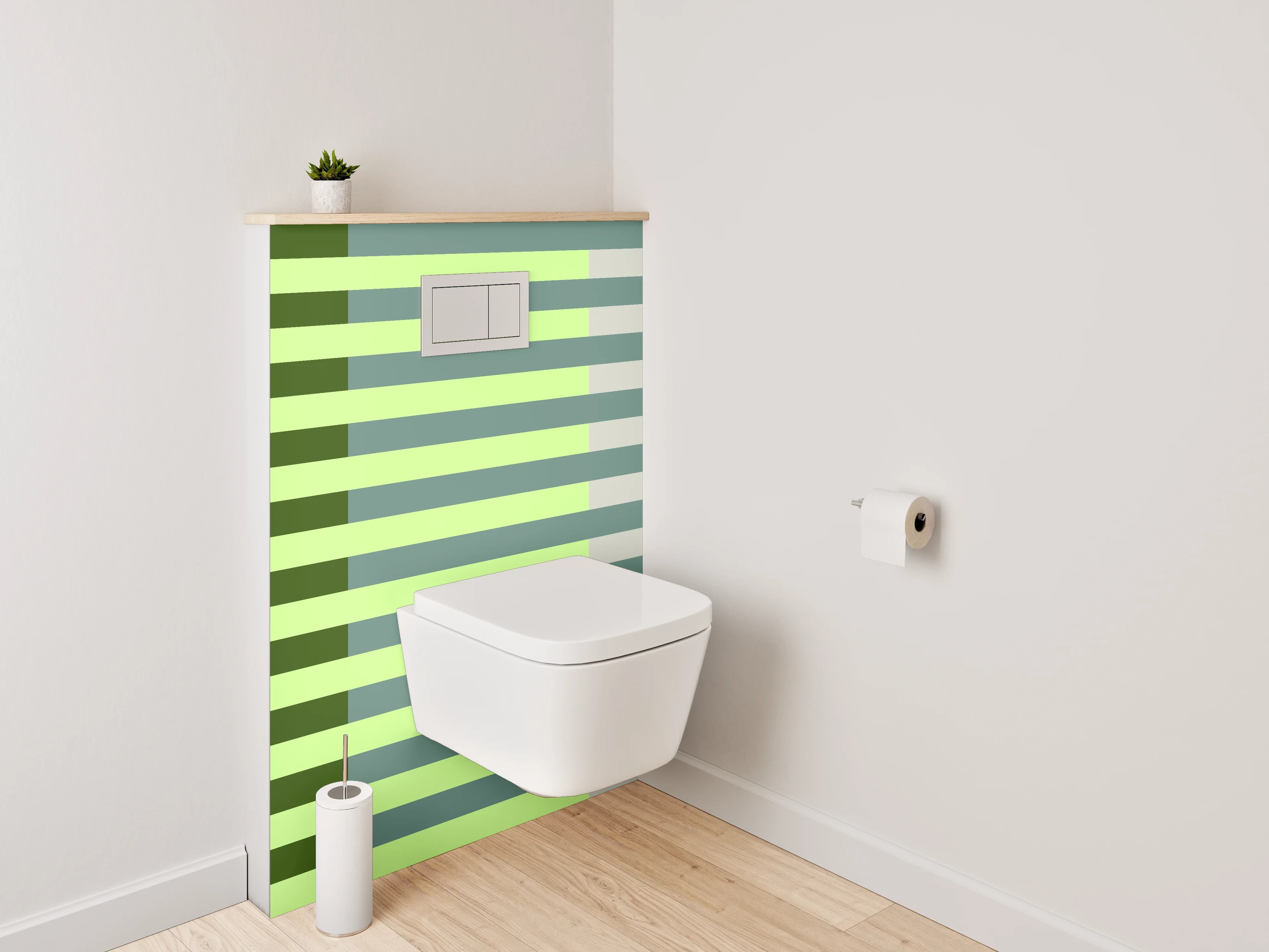 WC-Rückwand - Streifenmuster in Grüntönen modern