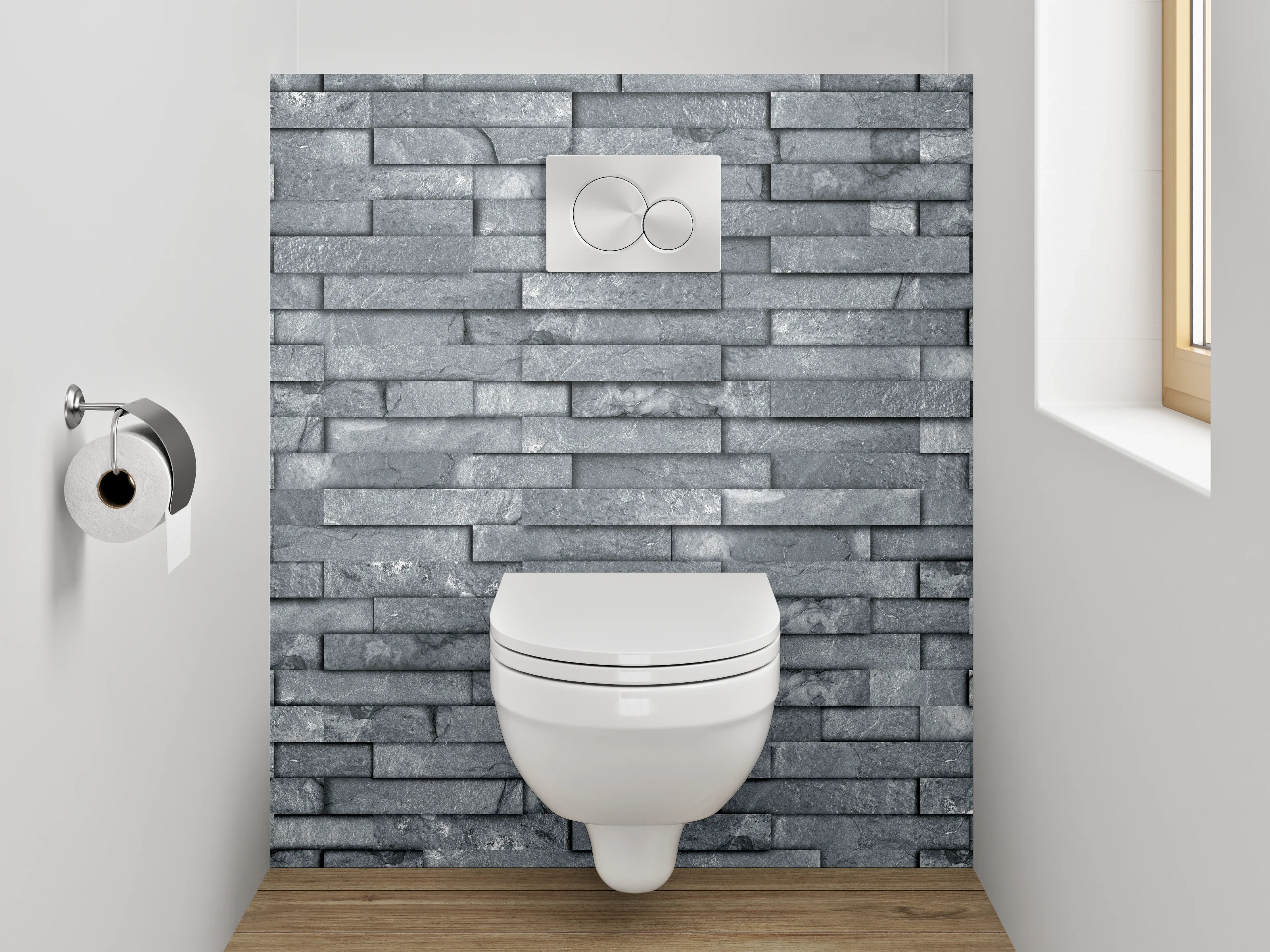 WC-Rückwand - Strukturierte Schiefer Wandoptik Grau