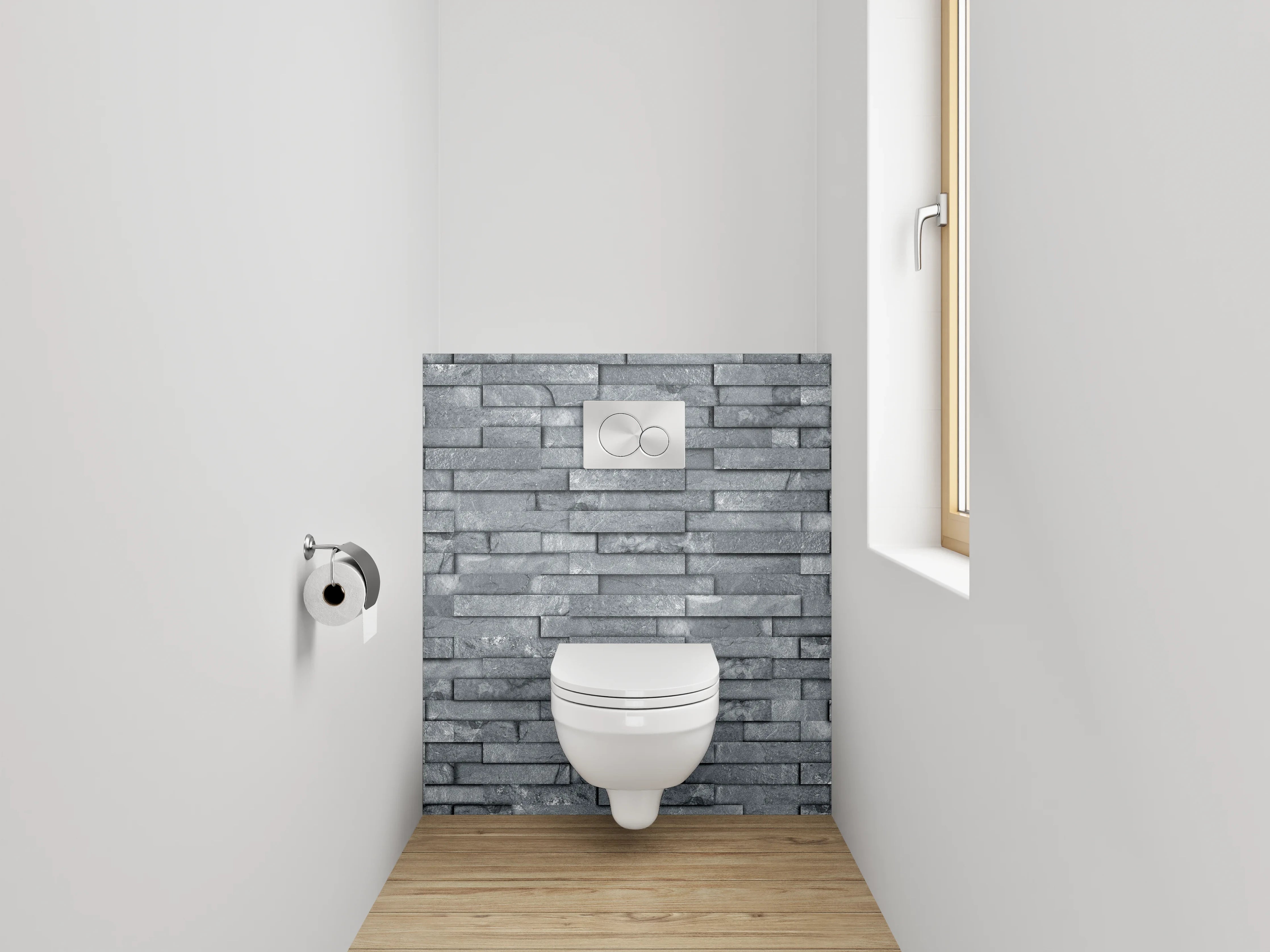 WC-Rückwand - Strukturierte Schiefer Wandoptik Grau