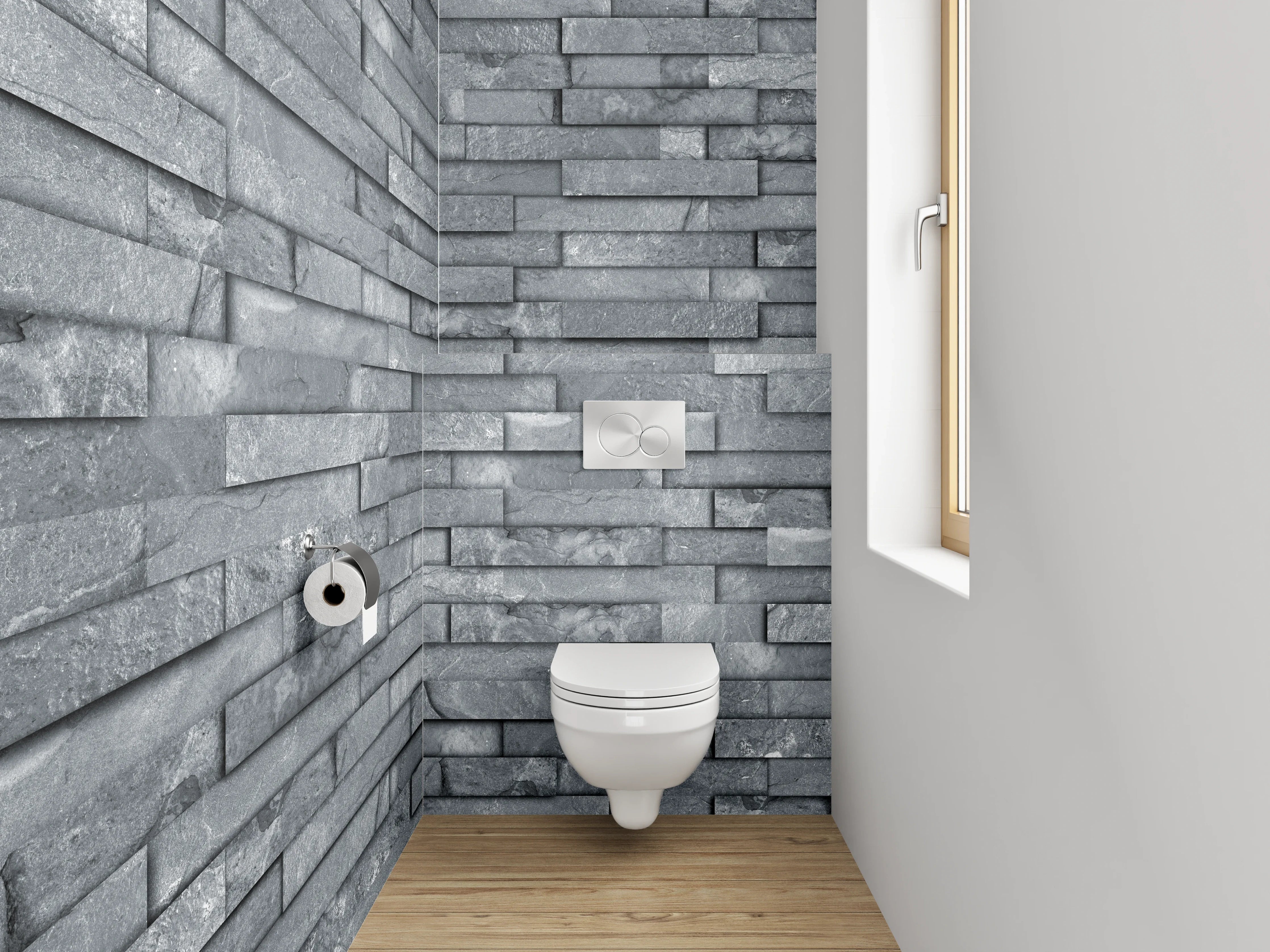 WC-Rückwand - Strukturierte Schiefer Wandoptik Grau