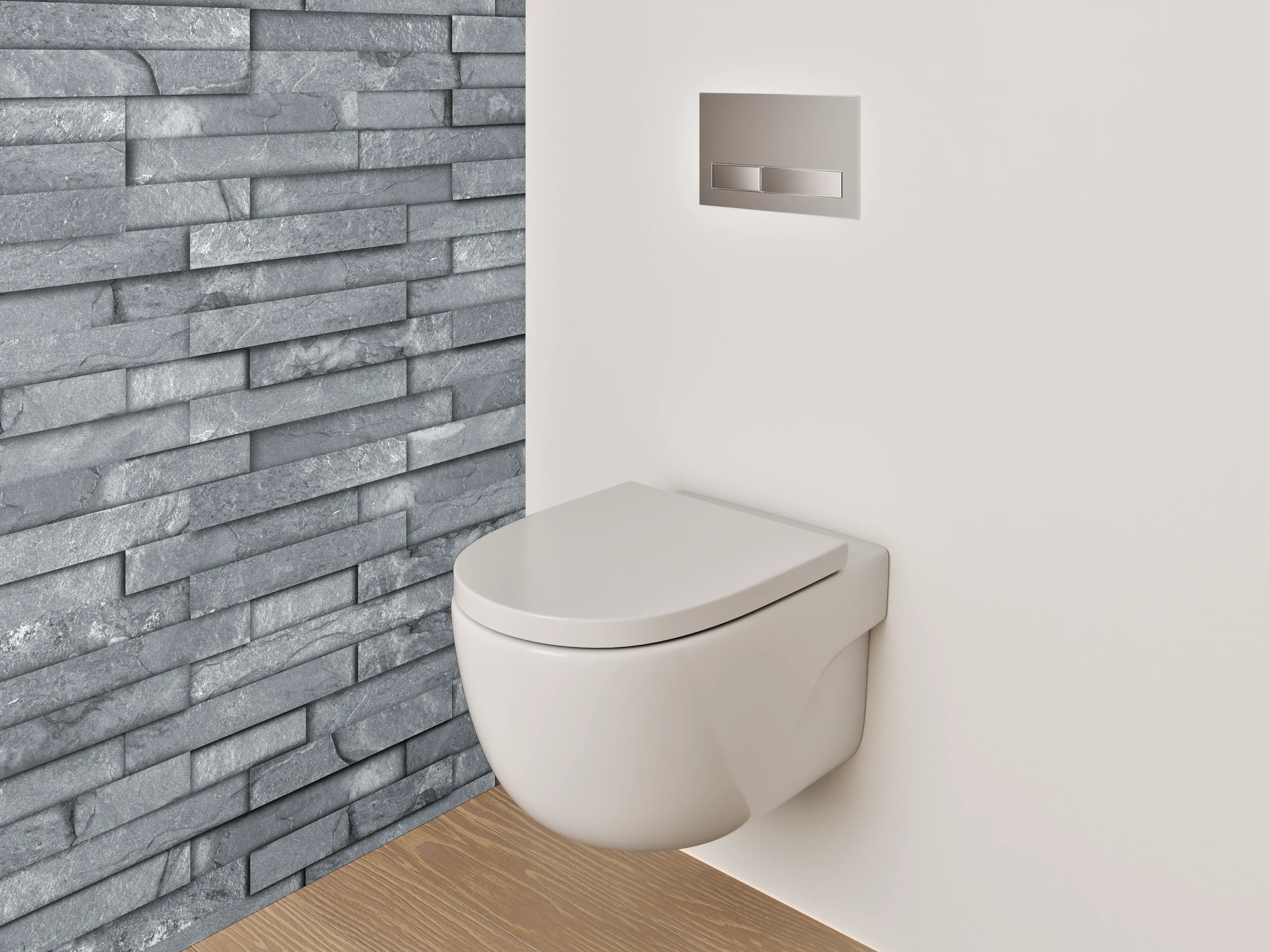 WC-Rückwand - Strukturierte Schiefer Wandoptik Grau