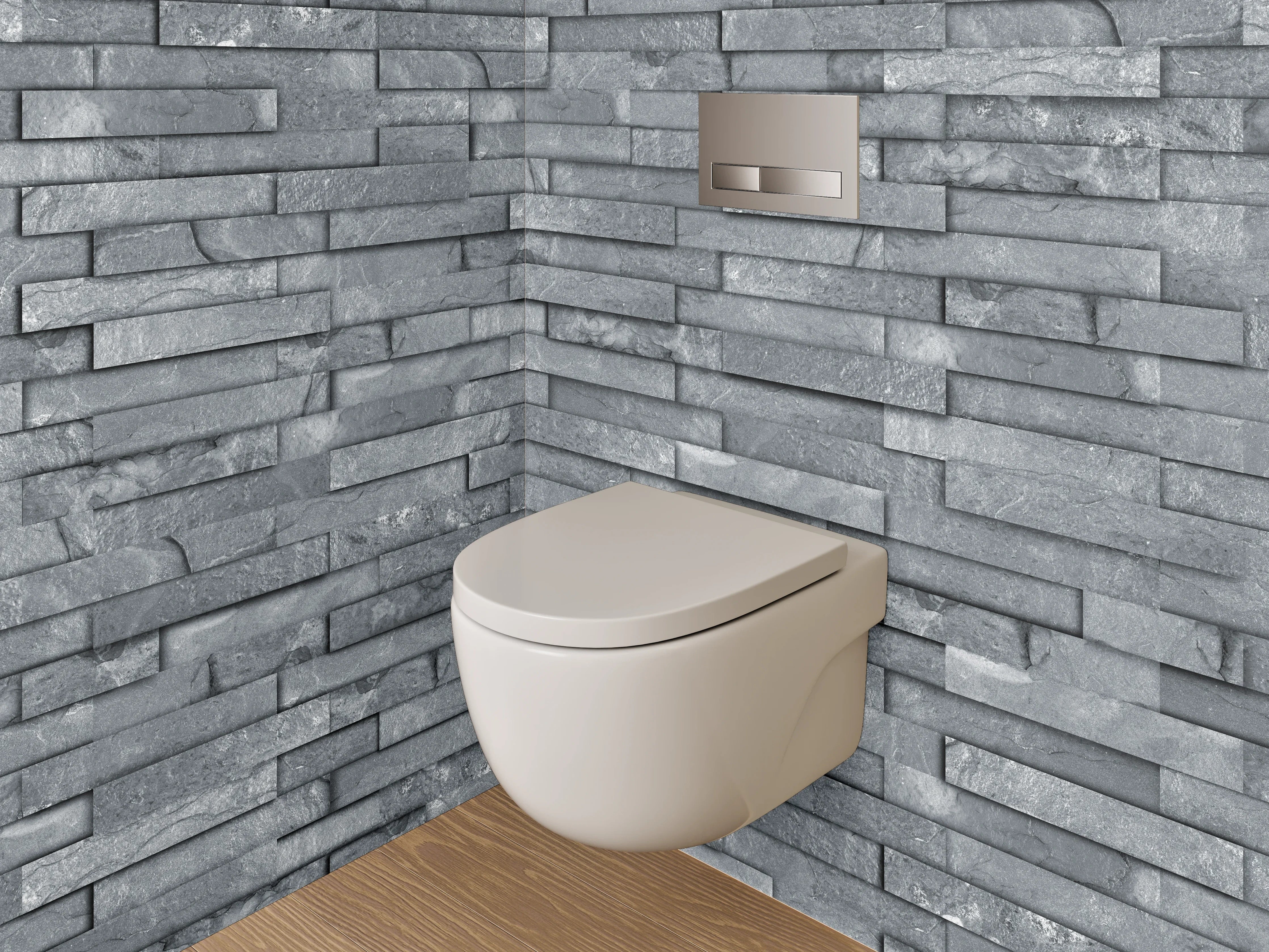 WC-Rückwand - Strukturierte Schiefer Wandoptik Grau