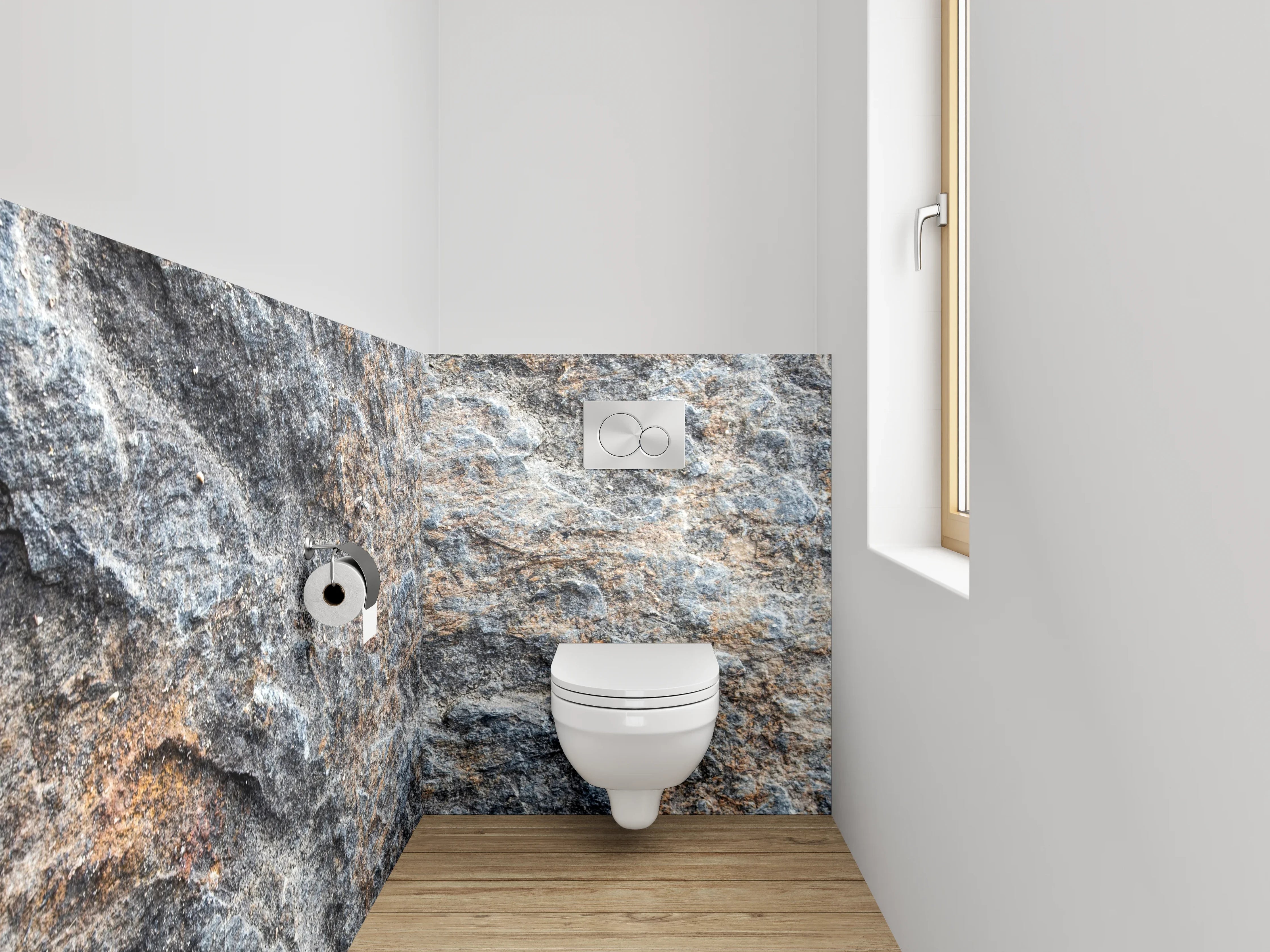 WC-Rückwand - Strukturierte Schieferstein-Oberfläche Grau-Braun