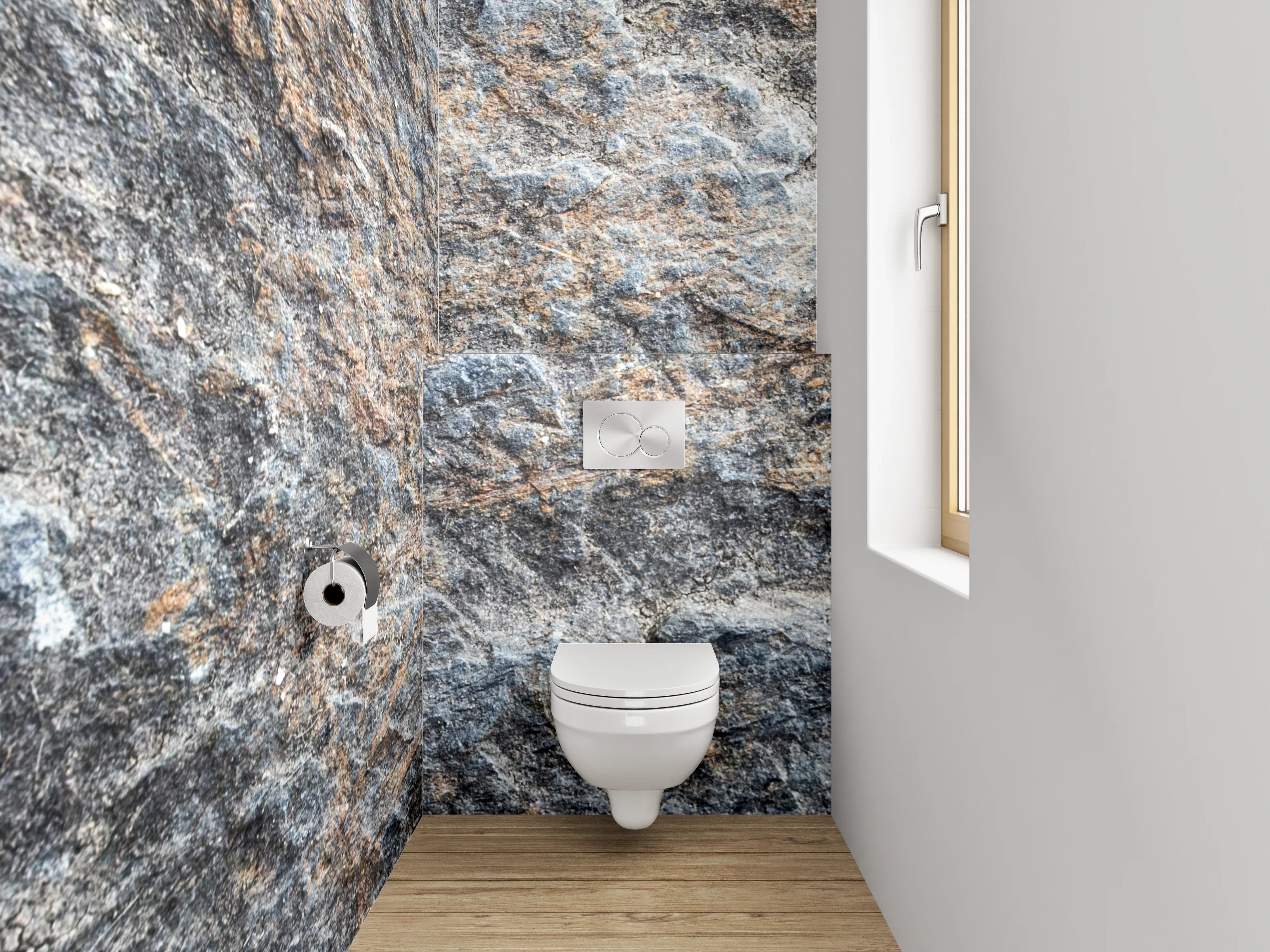 WC-Rückwand - Strukturierte Schieferstein-Oberfläche Grau-Braun