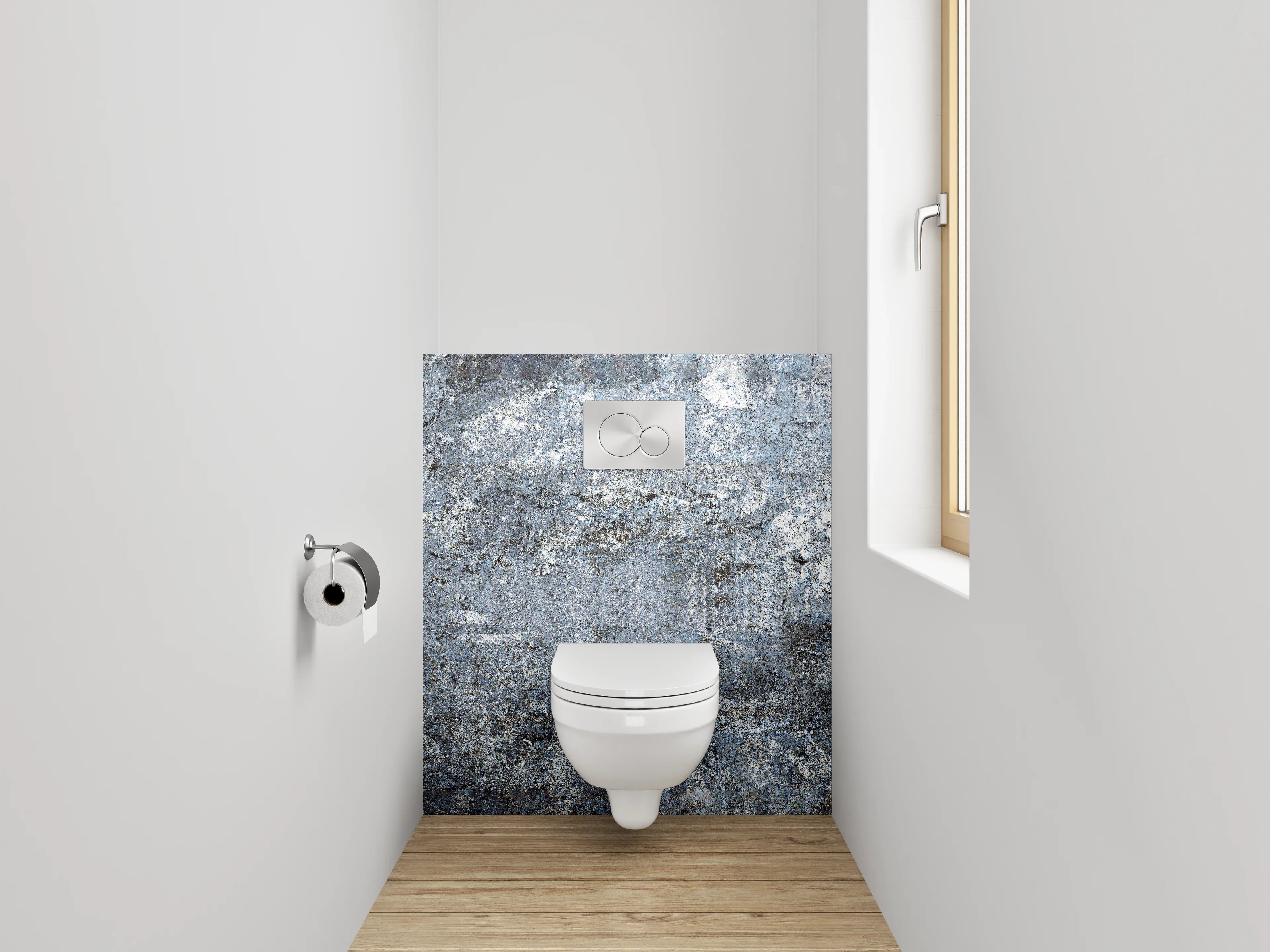 WC-Rückwand - Strukturierte Steinoptik Grau-Blau