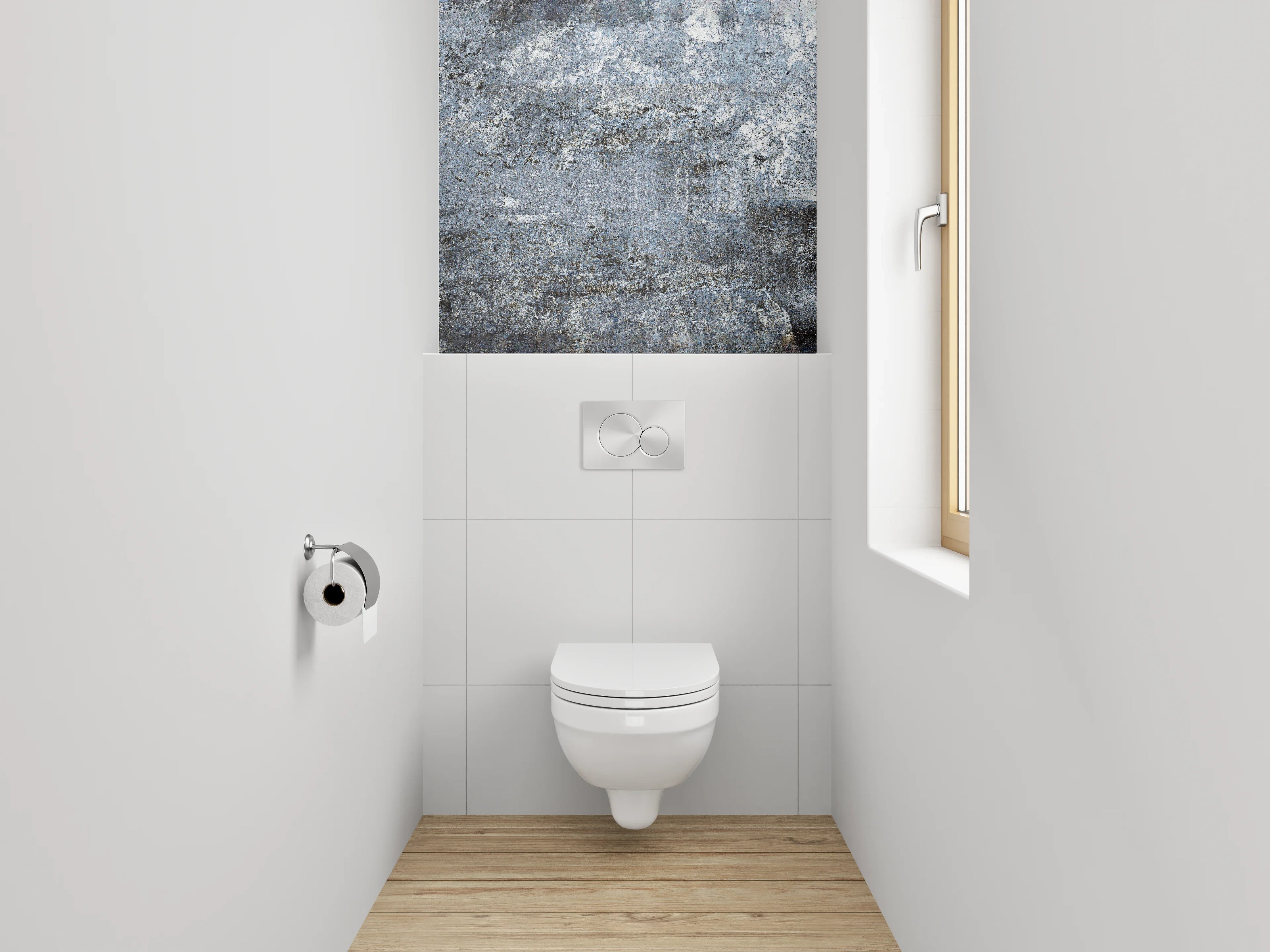 WC-Rückwand - Strukturierte Steinoptik Grau-Blau