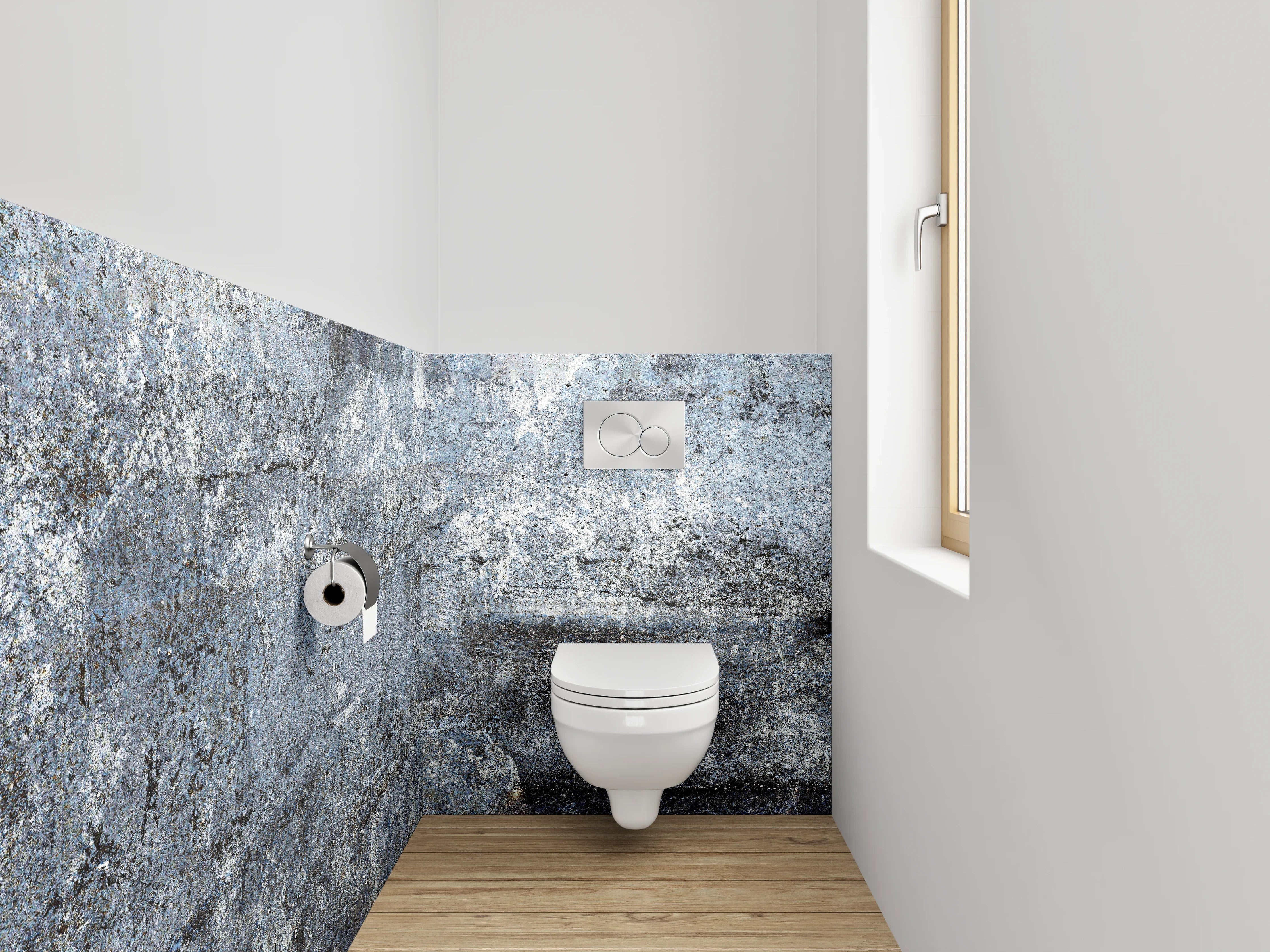 WC-Rückwand - Strukturierte Steinoptik Grau-Blau