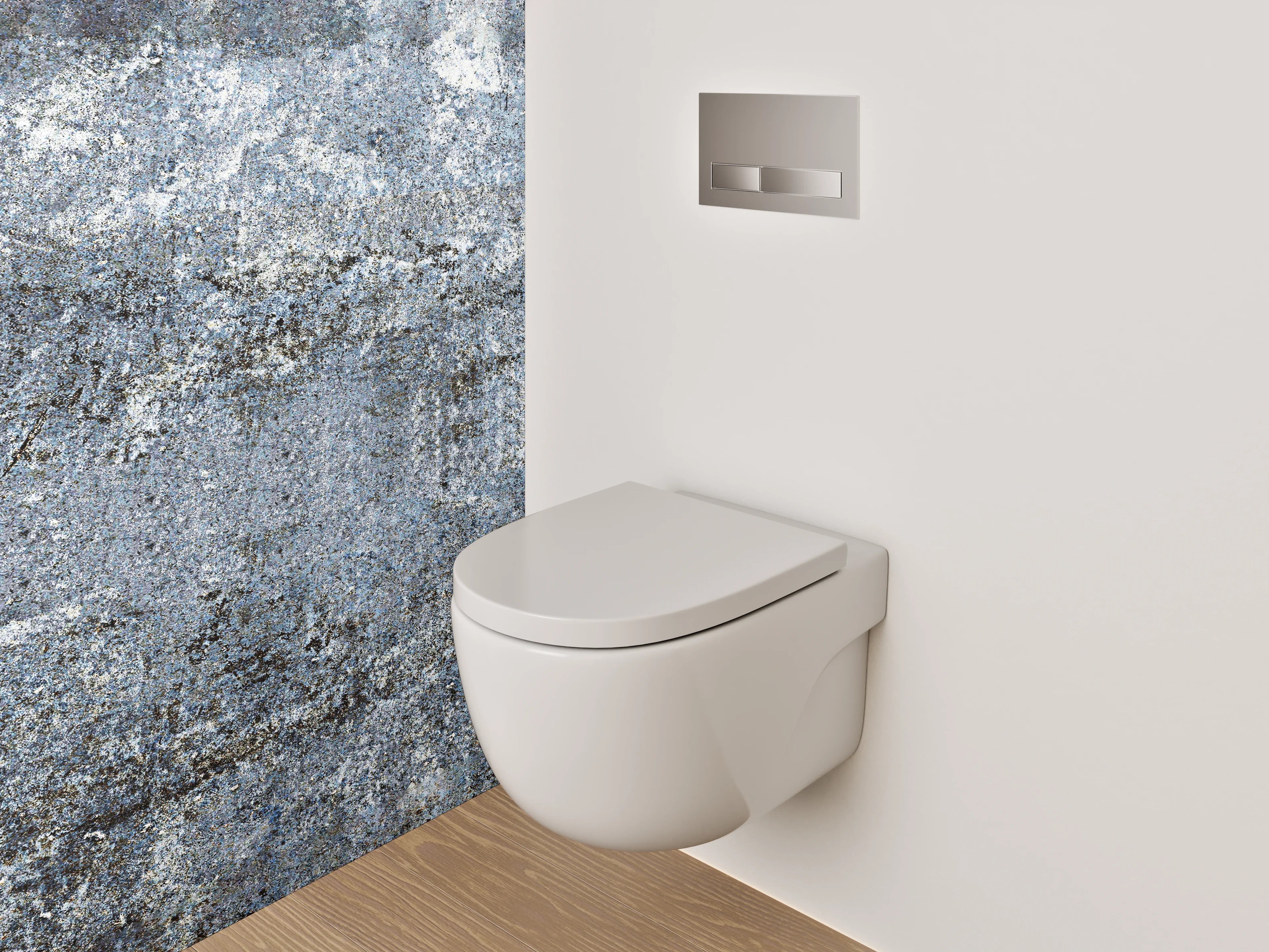 WC-Rückwand - Strukturierte Steinoptik Grau-Blau