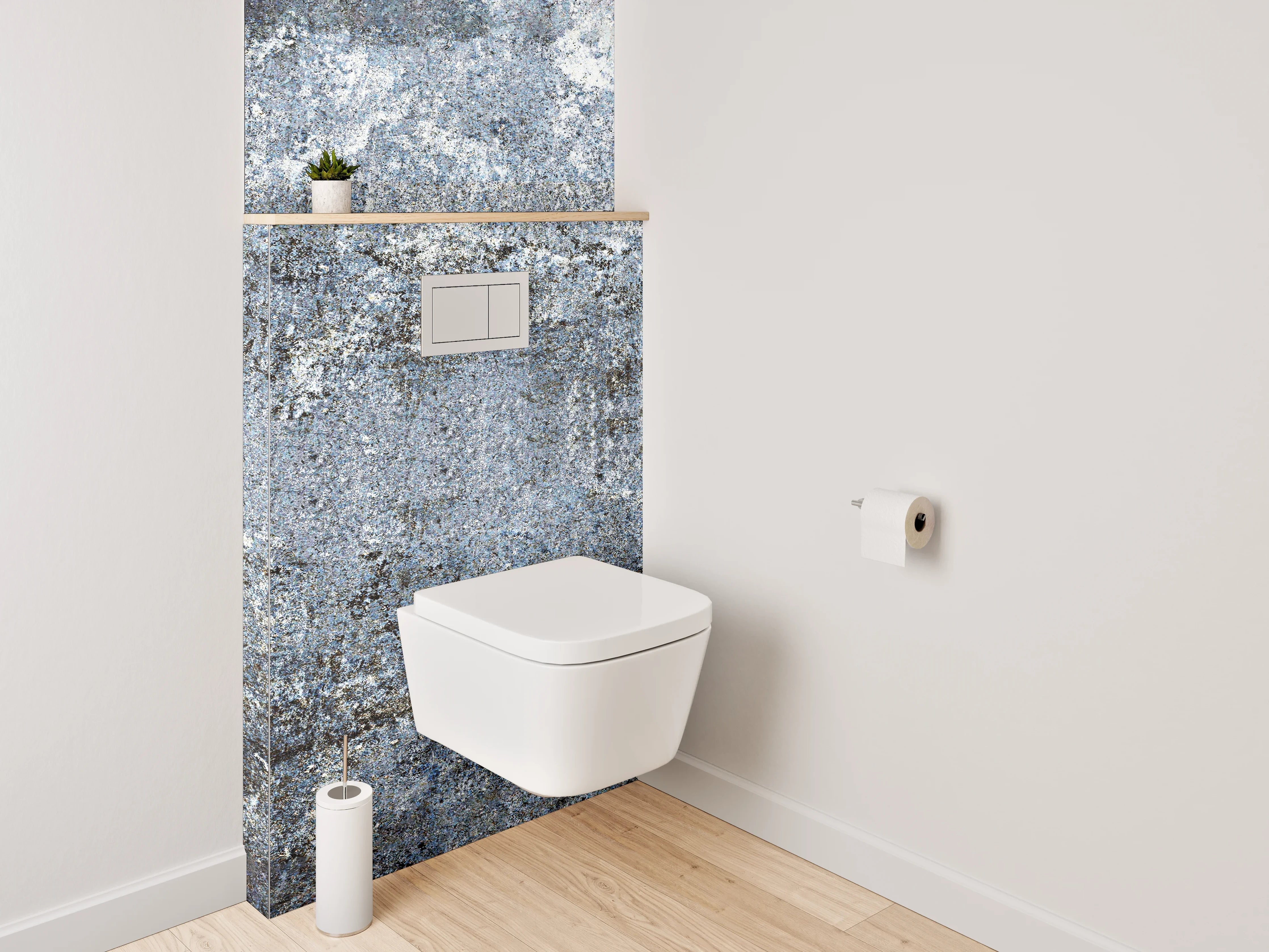 WC-Rückwand - Strukturierte Steinoptik Grau-Blau