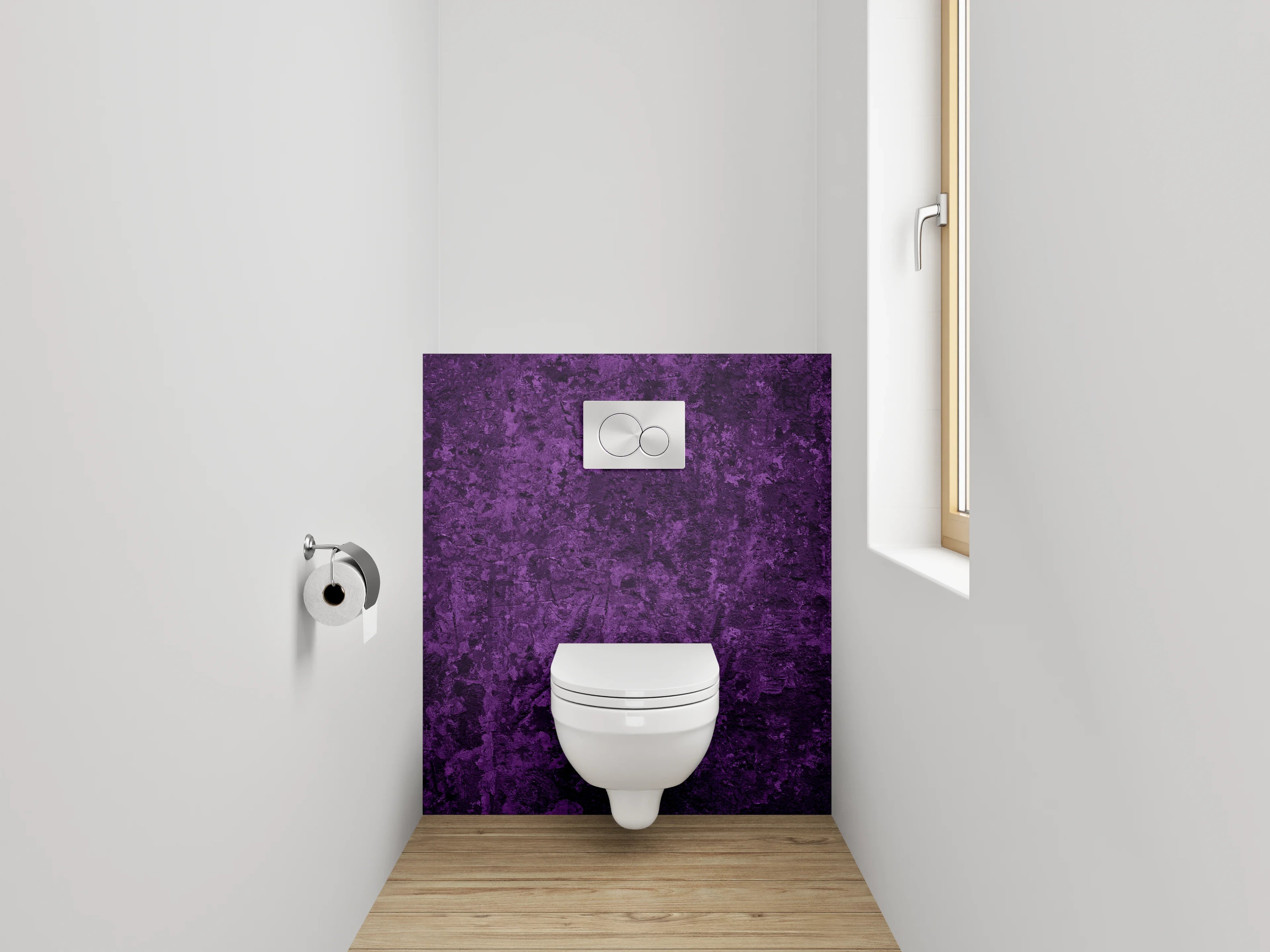 WC-Rückwand - Strukturierte lila Wandoptik